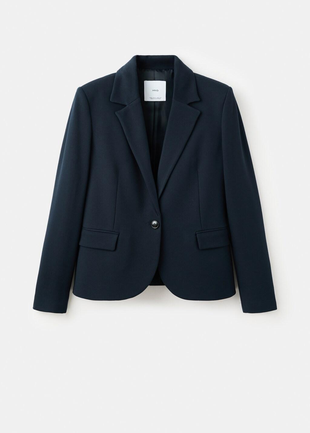 Navy Fitted Suit Blazer, Navy, large image number 7