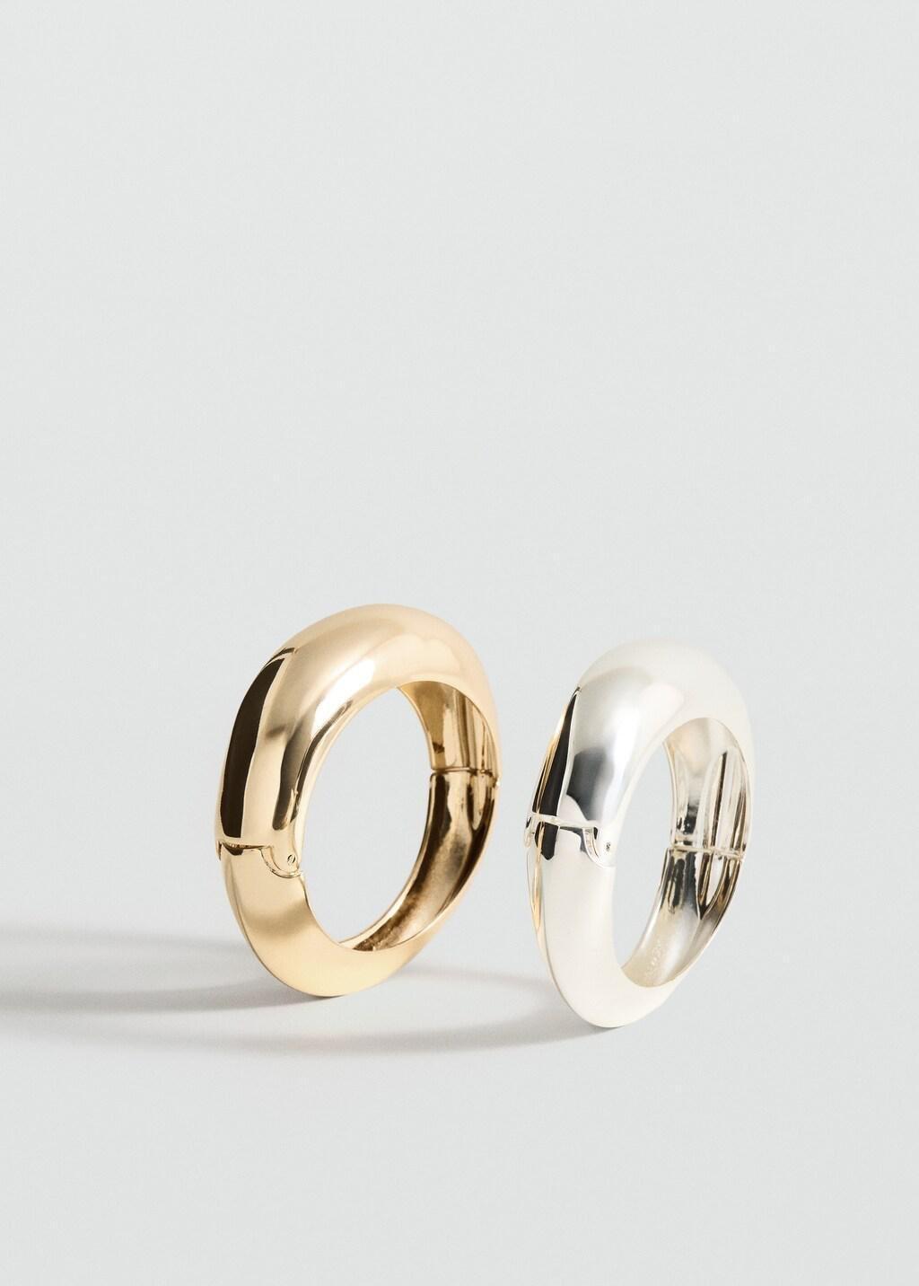 Gold Pack Of 2 Rigid Bracelets, 0201_OR, large image number 1