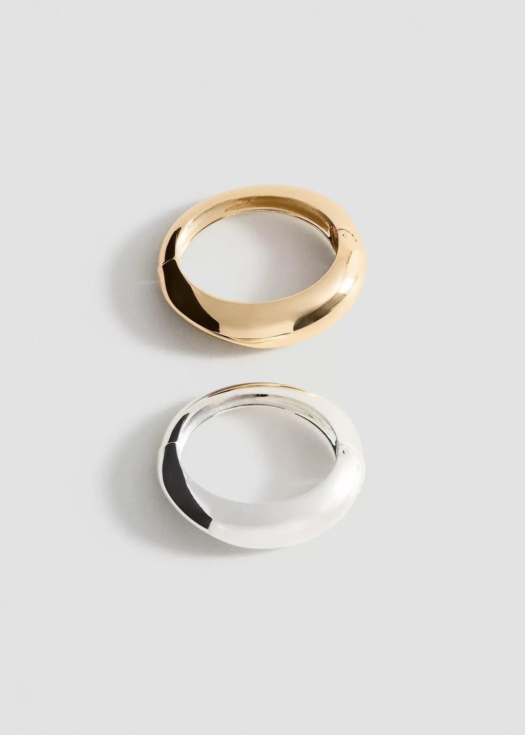 Gold Pack Of 2 Rigid Bracelets, 0201_OR, large image number 5