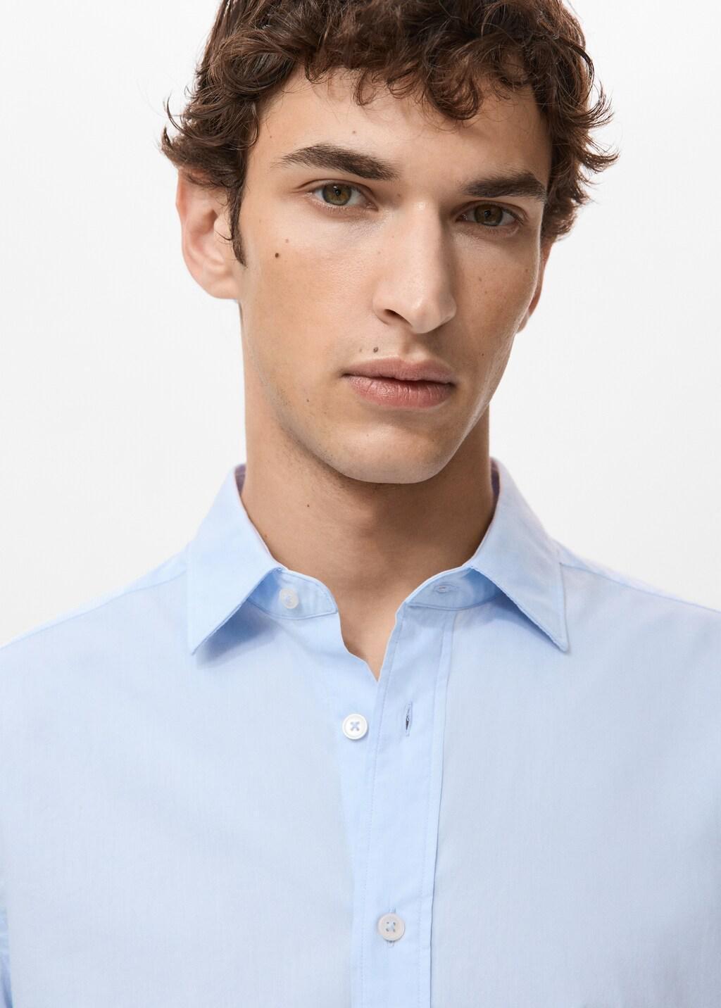 Blue Regular-Fit Cotton Shirt, Light-Pastel Blue, large image number 4