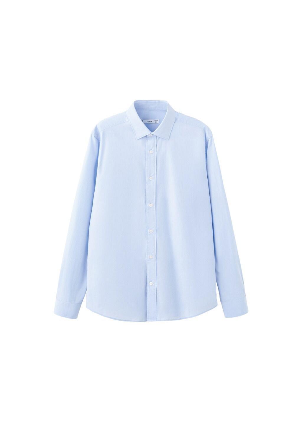 Blue Regular-Fit Cotton Shirt, Light-Pastel Blue, large image number 6