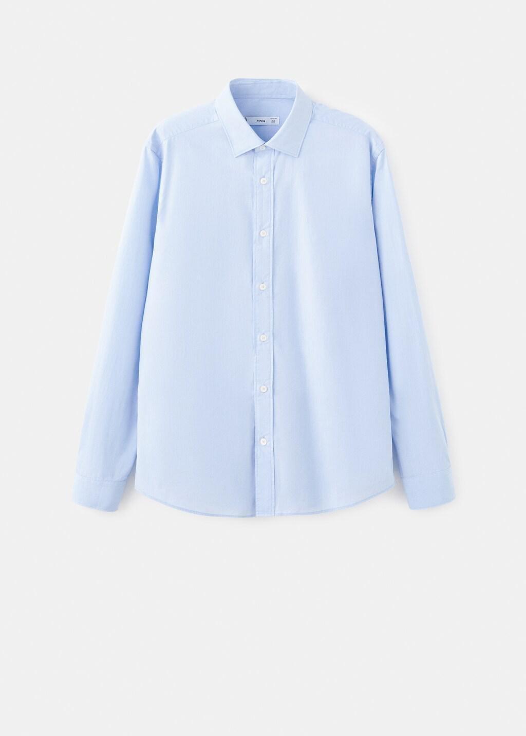 Blue Regular-Fit Cotton Shirt, Light-Pastel Blue, large image number 7