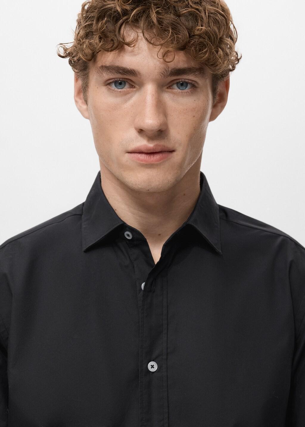 Black Regular-Fit Cotton Shirt, Black, large image number 4