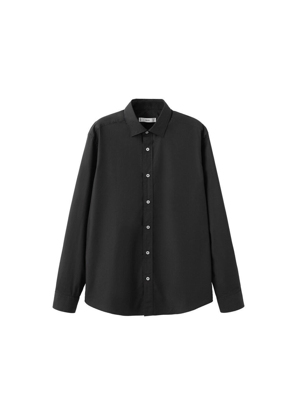 Black Regular-Fit Cotton Shirt, Black, large image number 6