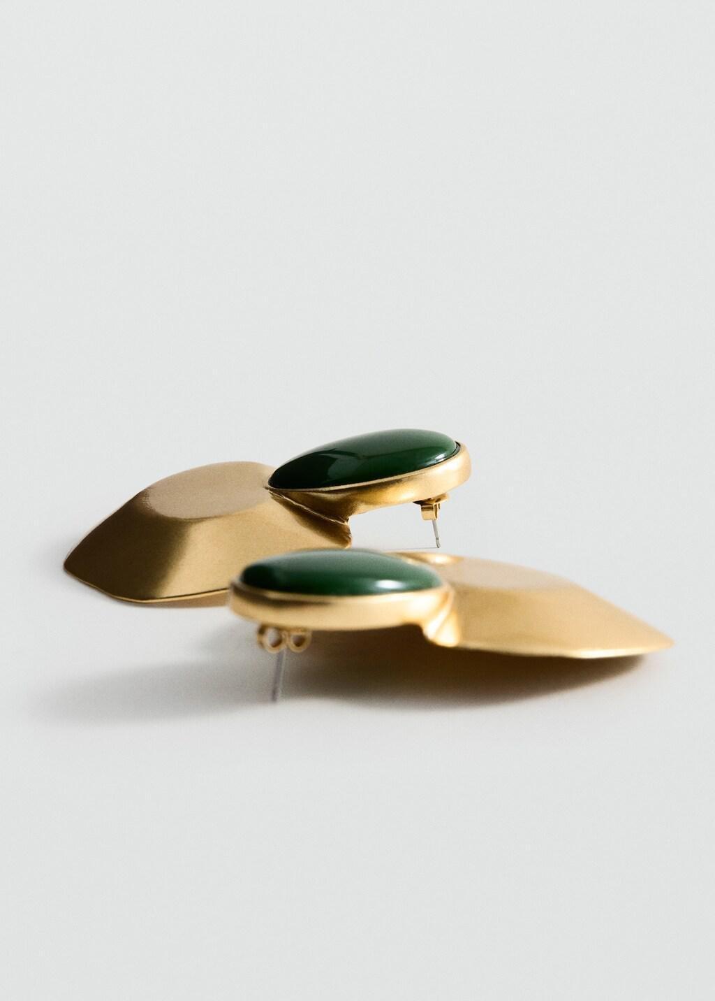 Gold Resin Stud Earrings, Gold, large image number 1