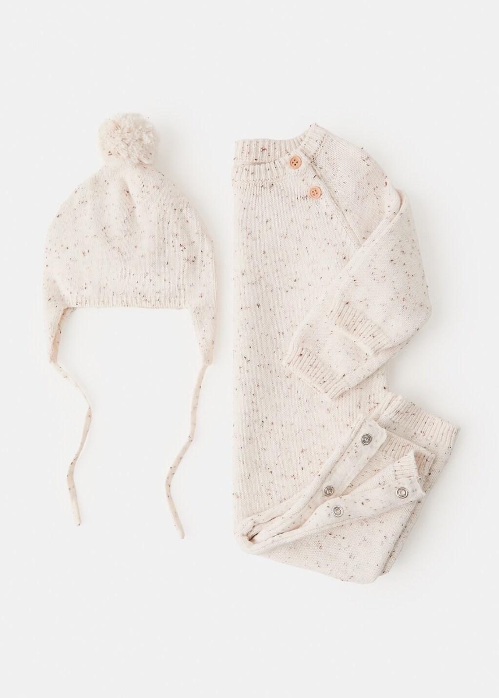 Cream Knitted Long Jumpsuit, Kids Boys, 0201_05, large image number 2