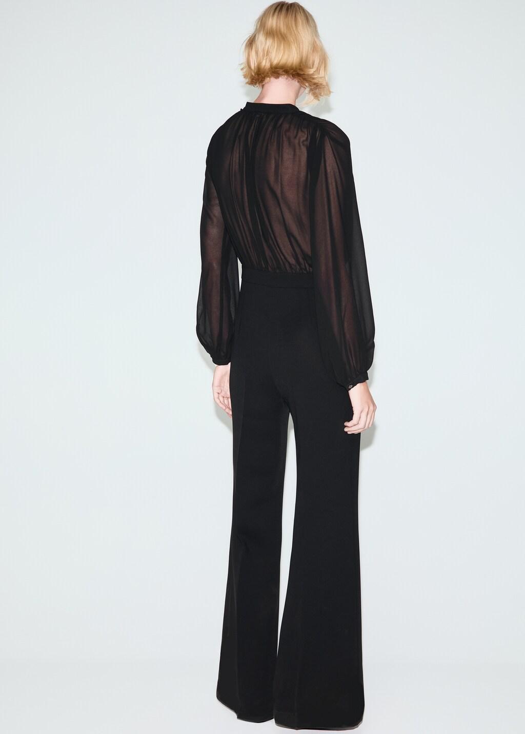 Black Combined V-Neck Jumpsuit, 0201_99, large image number 2