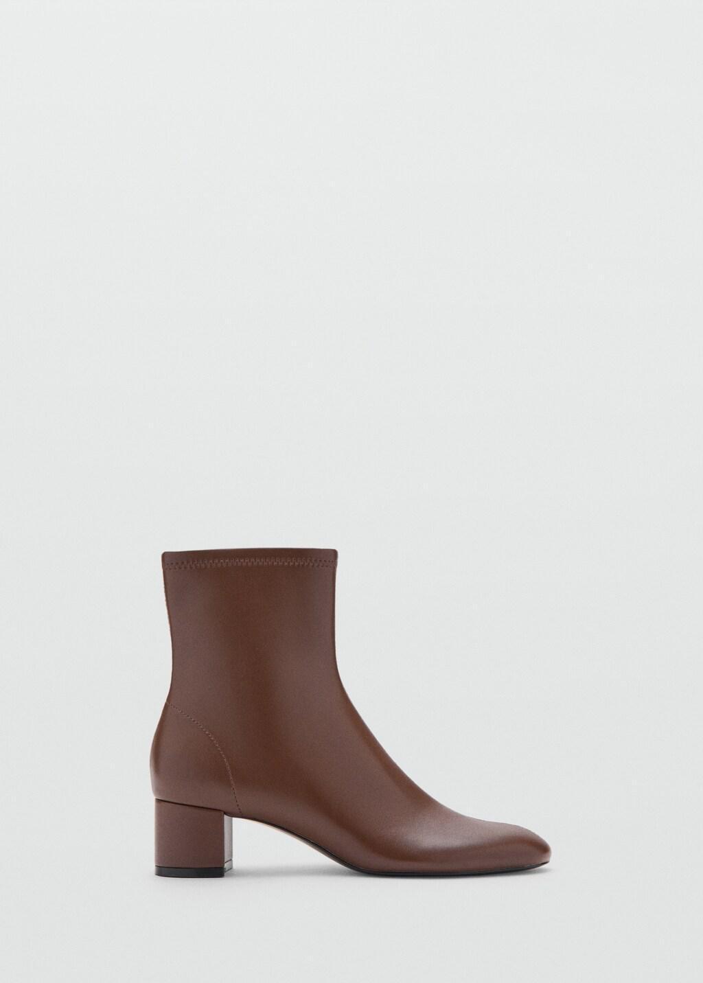 Round-toe block-heel ankle boots, Dark Brown, medium