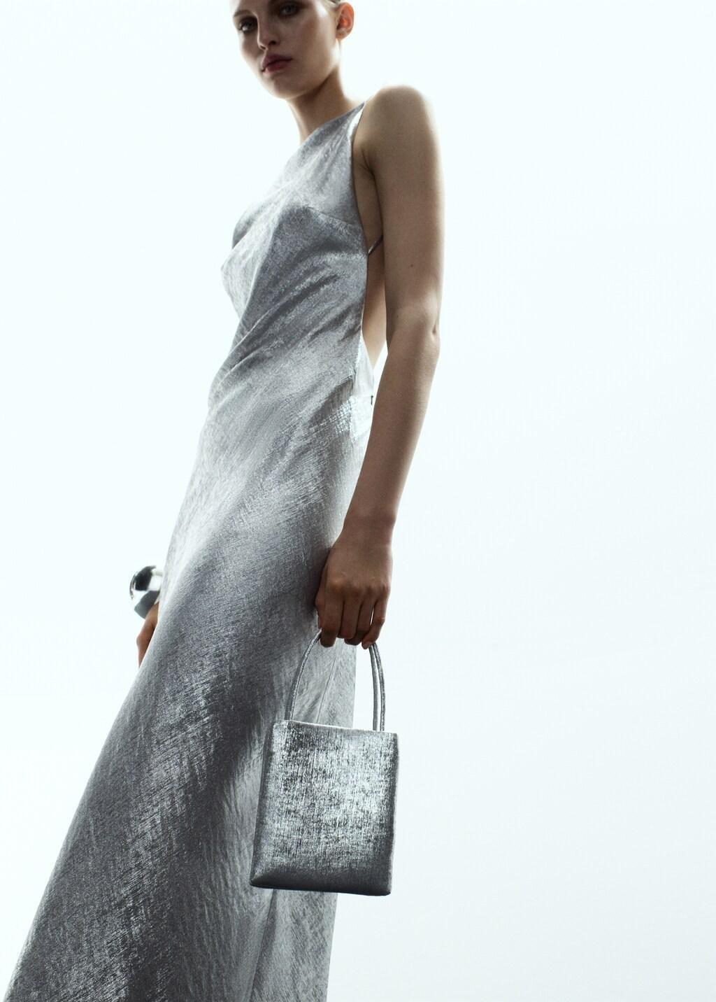 Silver Mini Shopper Bag, Silver, large image number 0