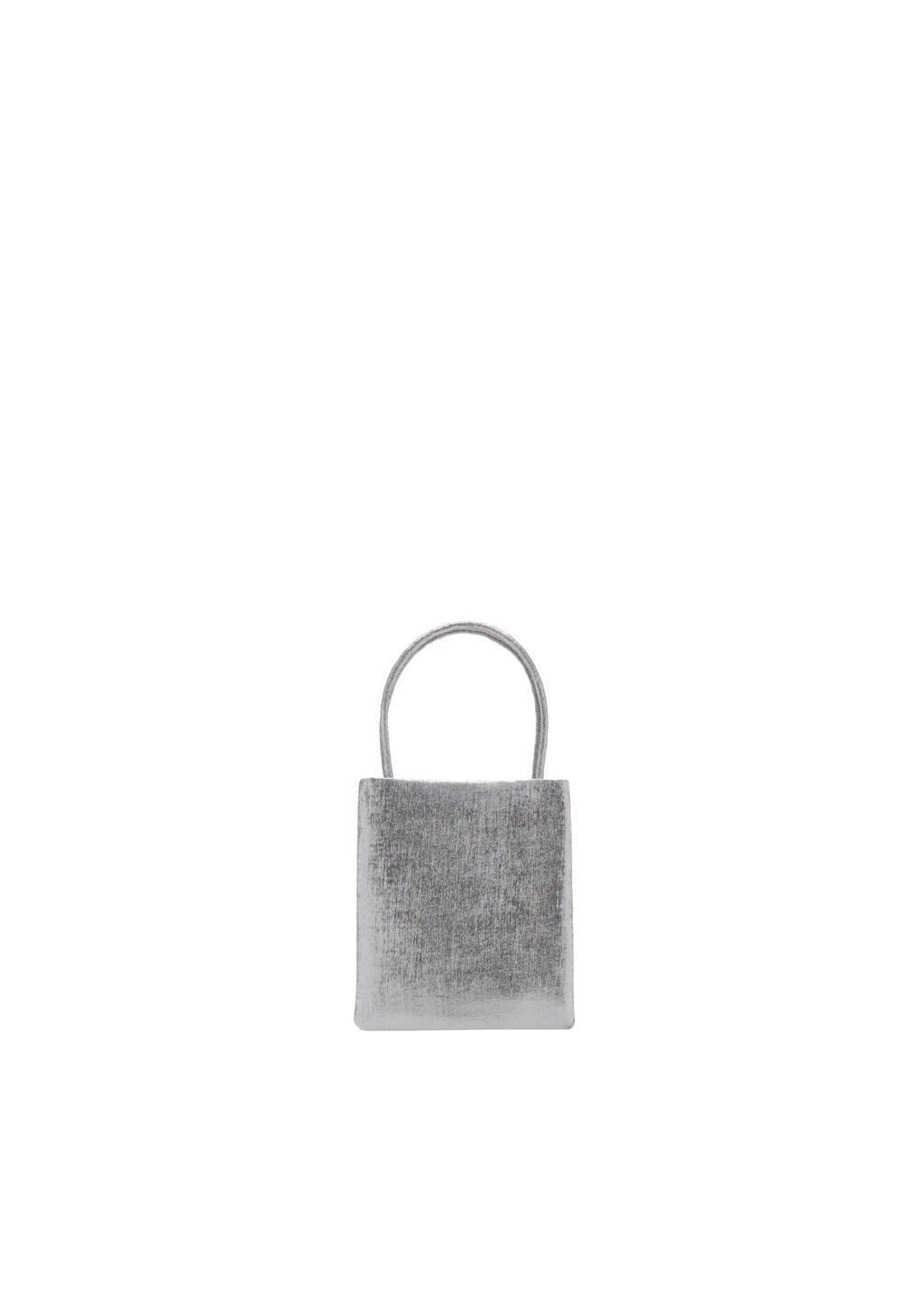 Silver Mini Shopper Bag, Silver, large image number 3