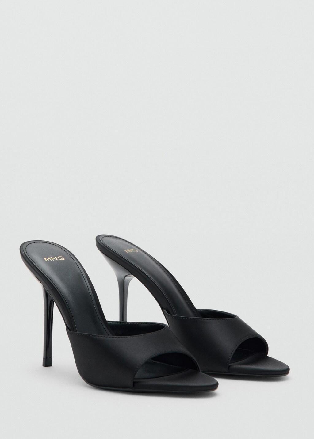 Black Satin High-Heeled Sandal, Black, large image number 0