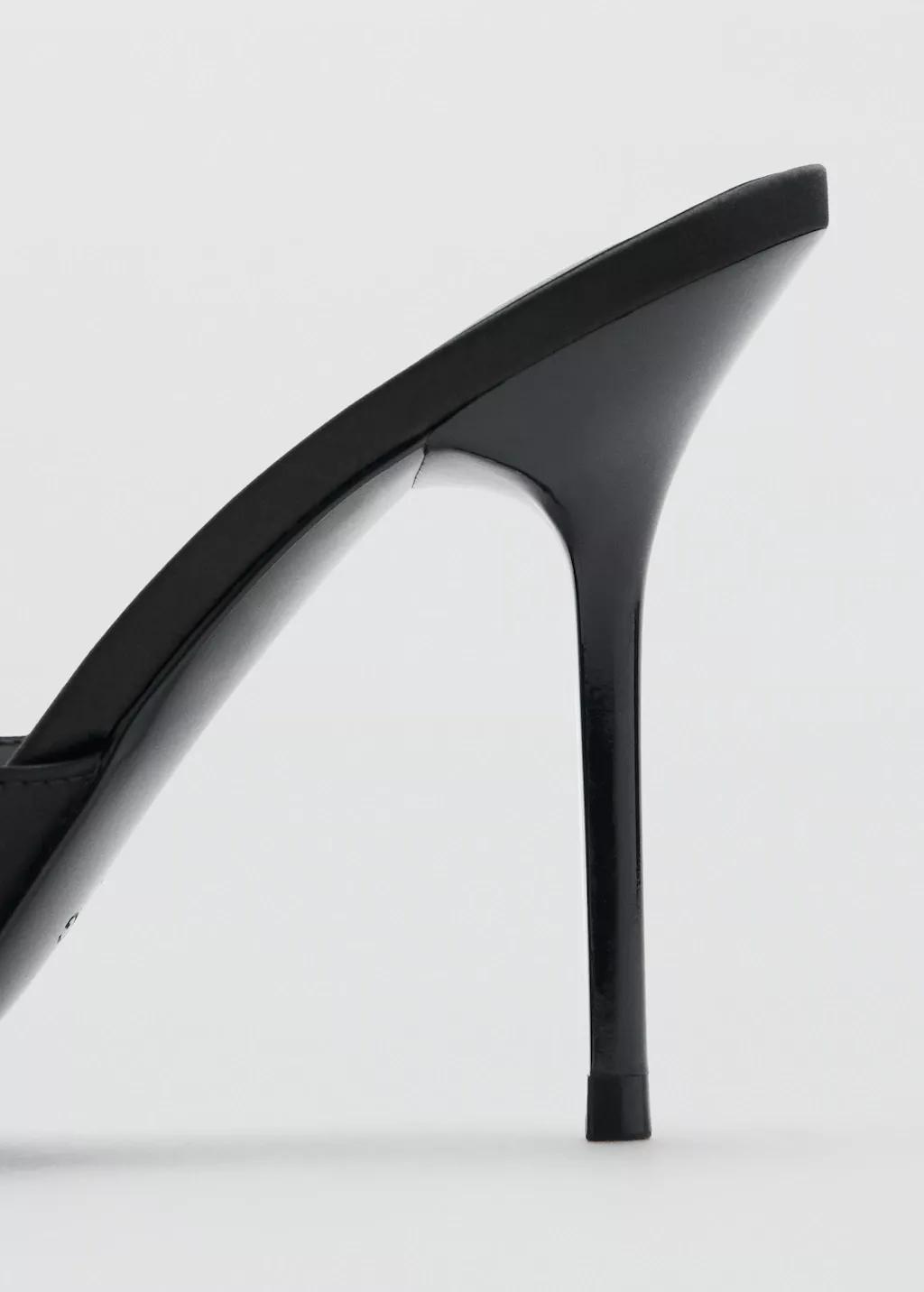 Black Satin High-Heeled Sandal, Black, large image number 1