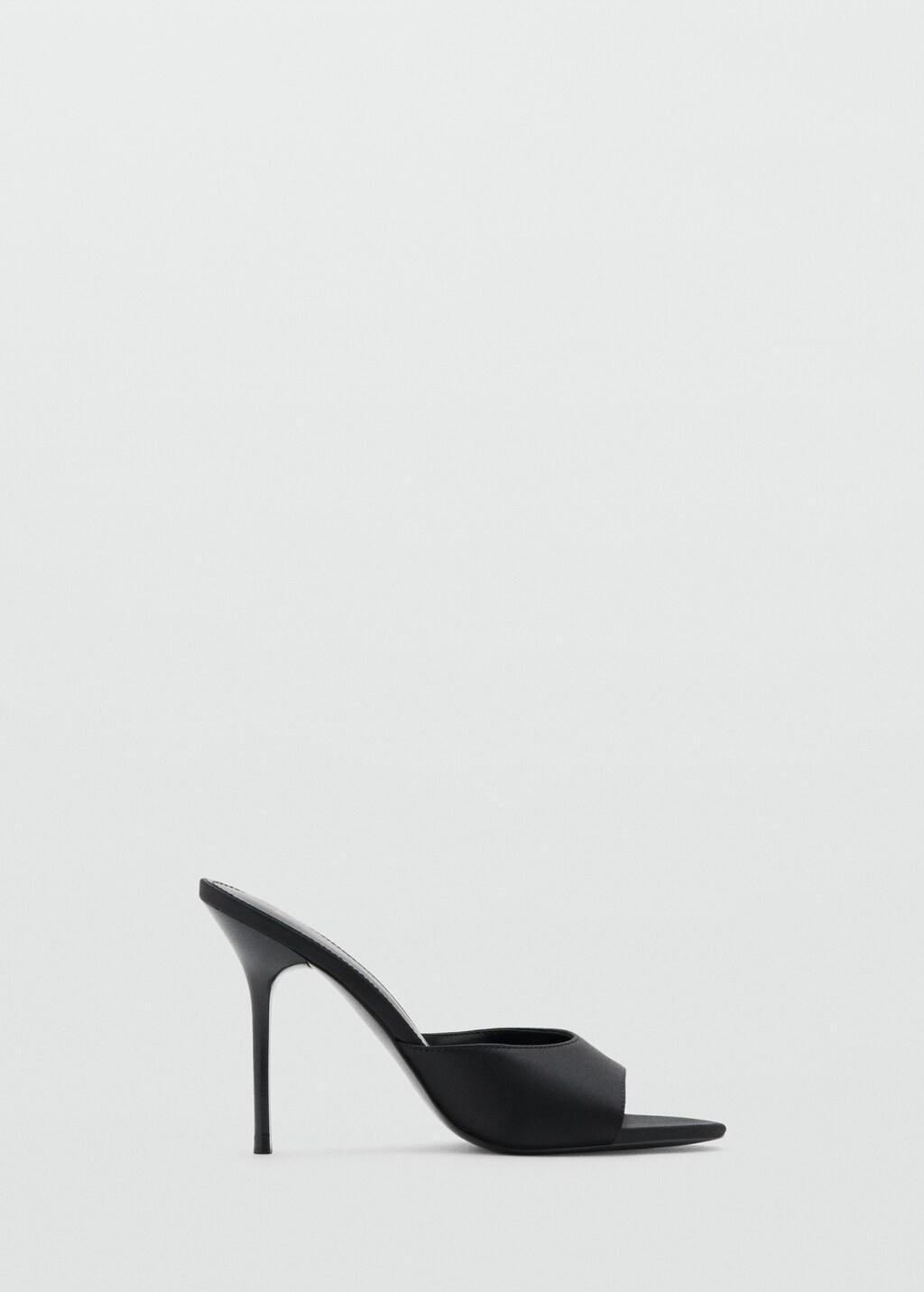 Black Satin High-Heeled Sandal, Black, large image number 3