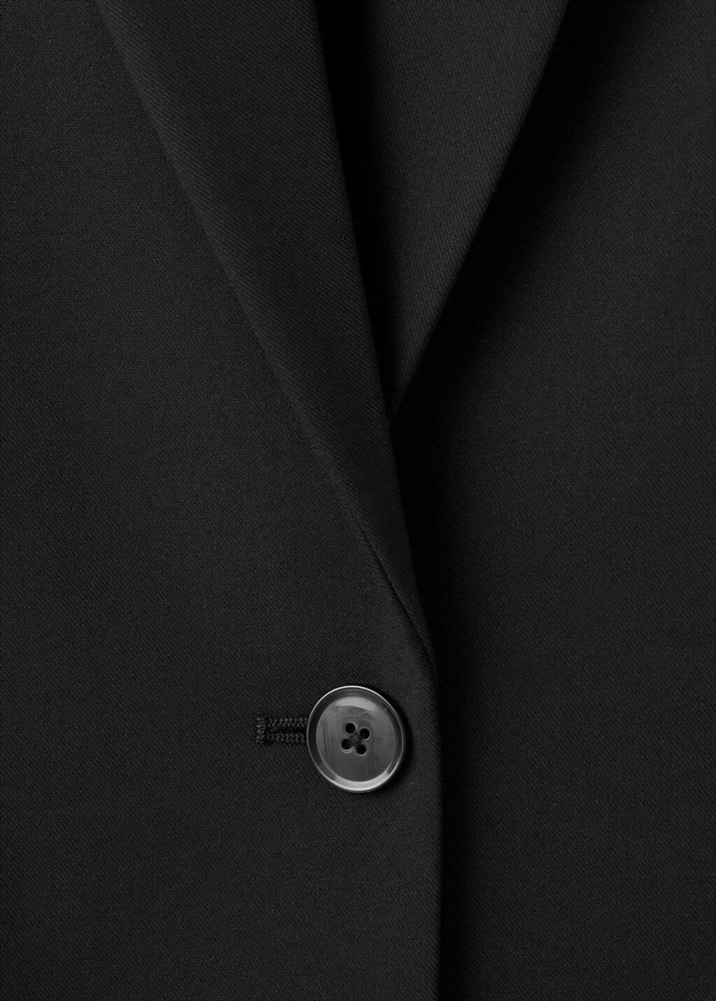 Black Straight Suit Jacket With Lapel Pockets, Black, large image number 0