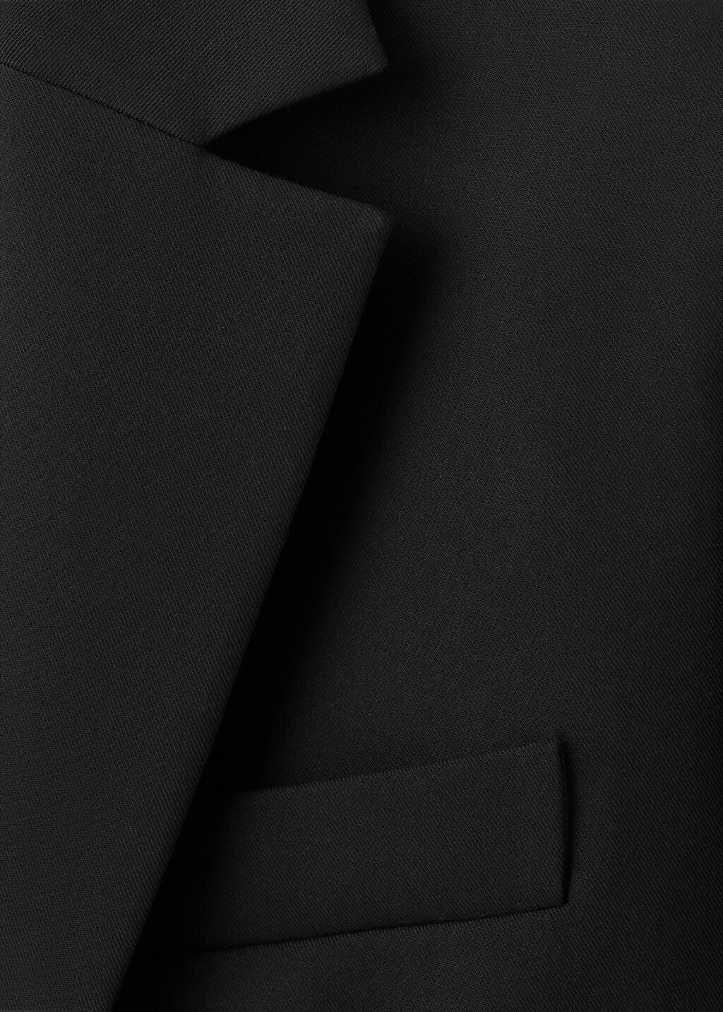 Black Straight Suit Jacket With Lapel Pockets, Black, large image number 3