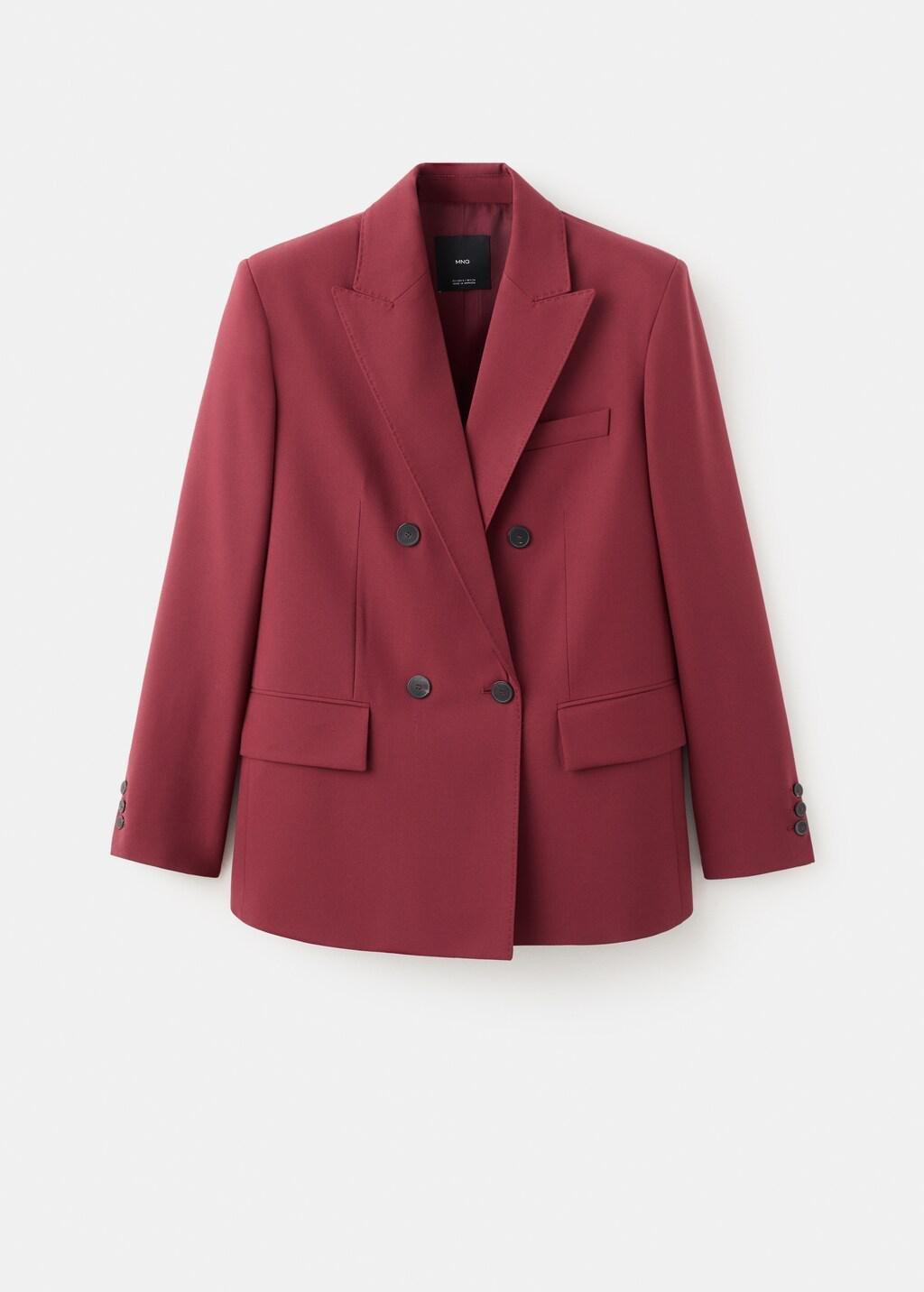 Red Double-Breasted Suit Jacket, Dark Red, large image number 0