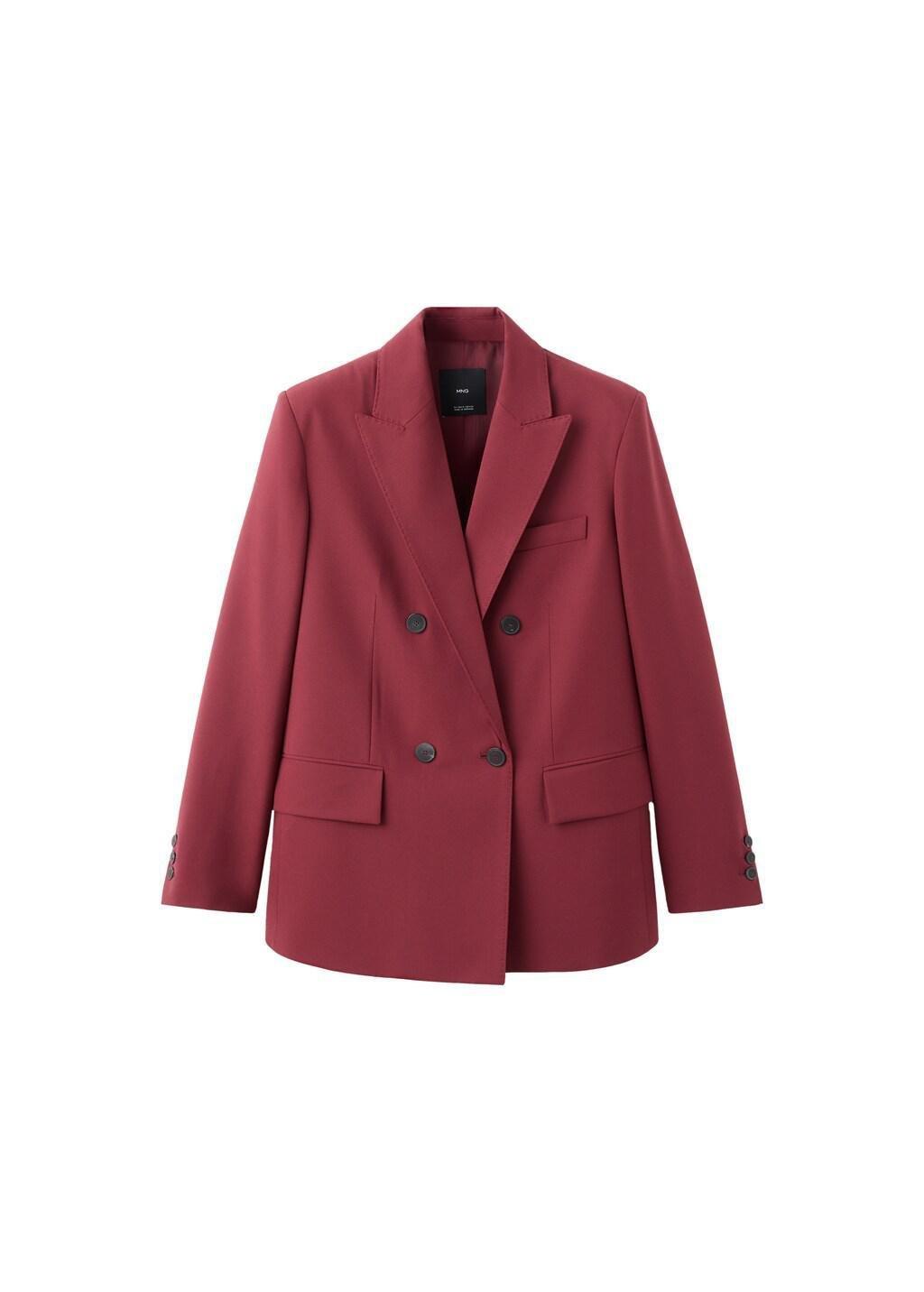 Red Double-Breasted Suit Jacket, Dark Red, large image number 2