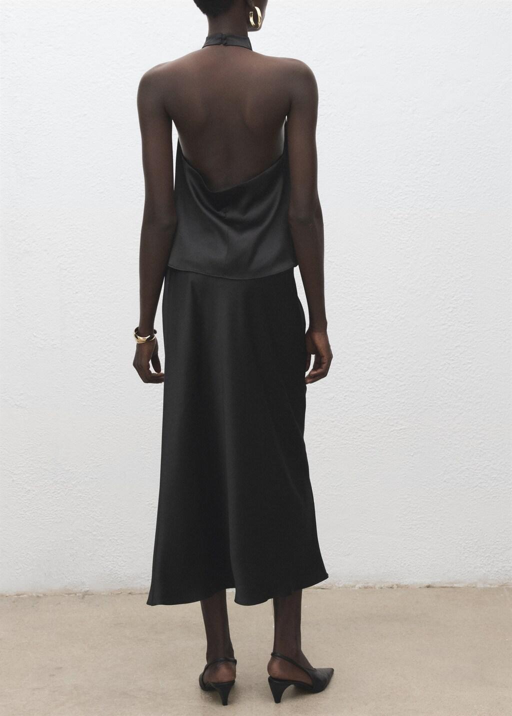 Black Satin Long Skirt, Black, large image number 2