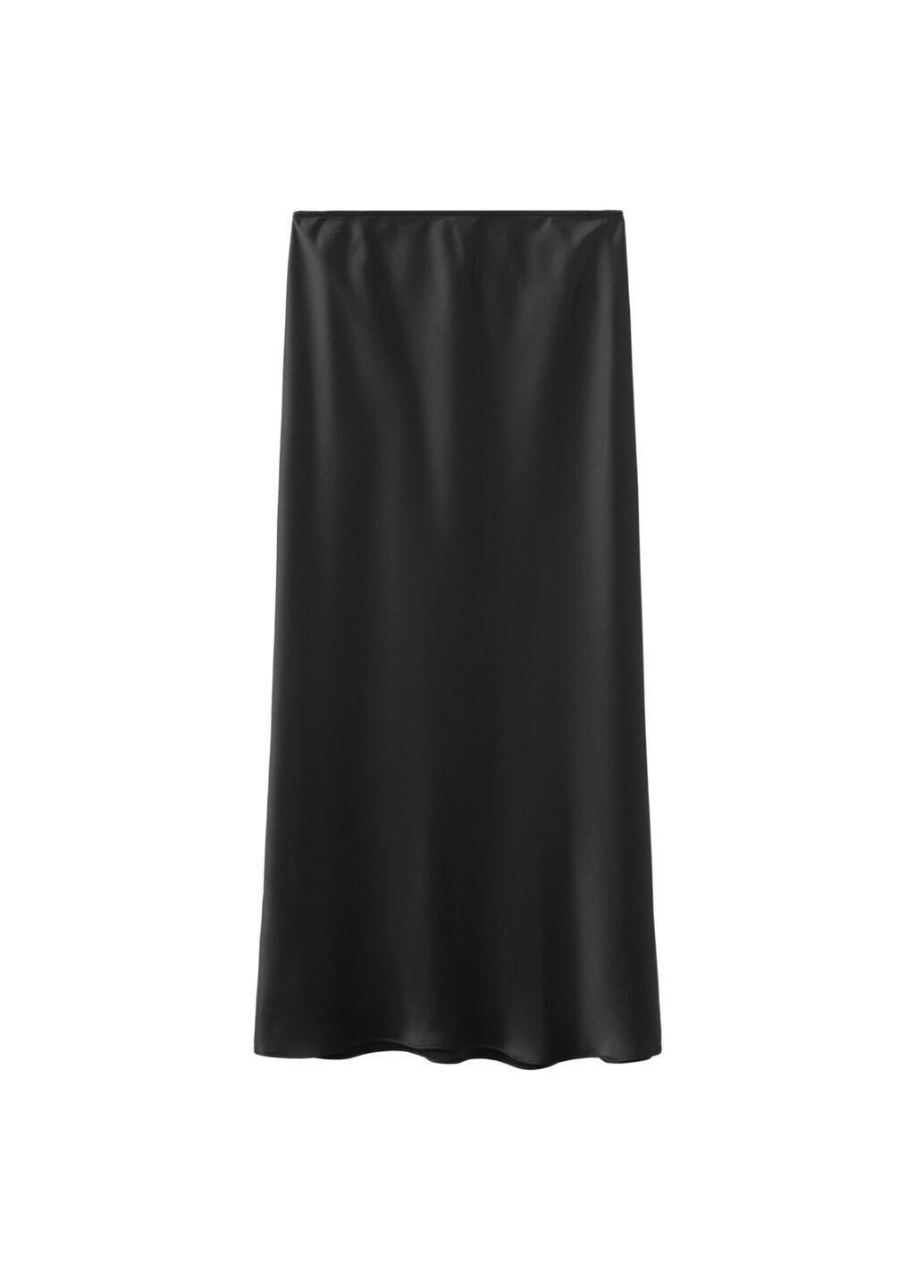 Black Satin Long Skirt, Black, large image number 7