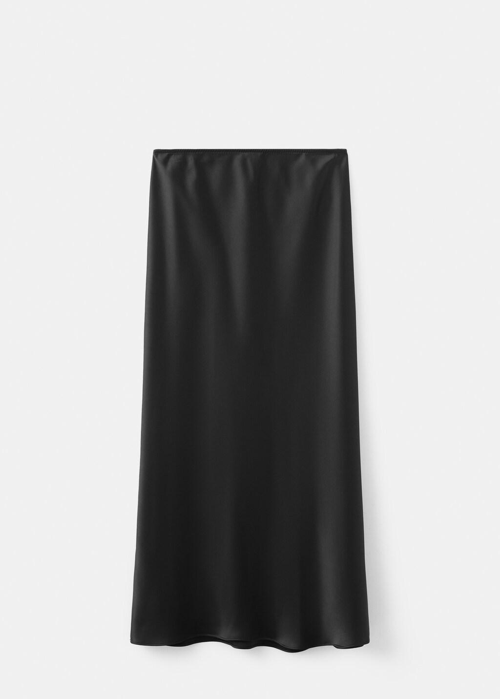 Black Satin Long Skirt, Black, large image number 8