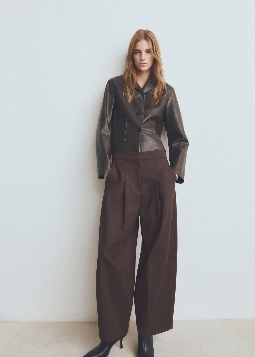 Brown Faux-Leather Jacket With Pockets, 0201_32, large image number 0