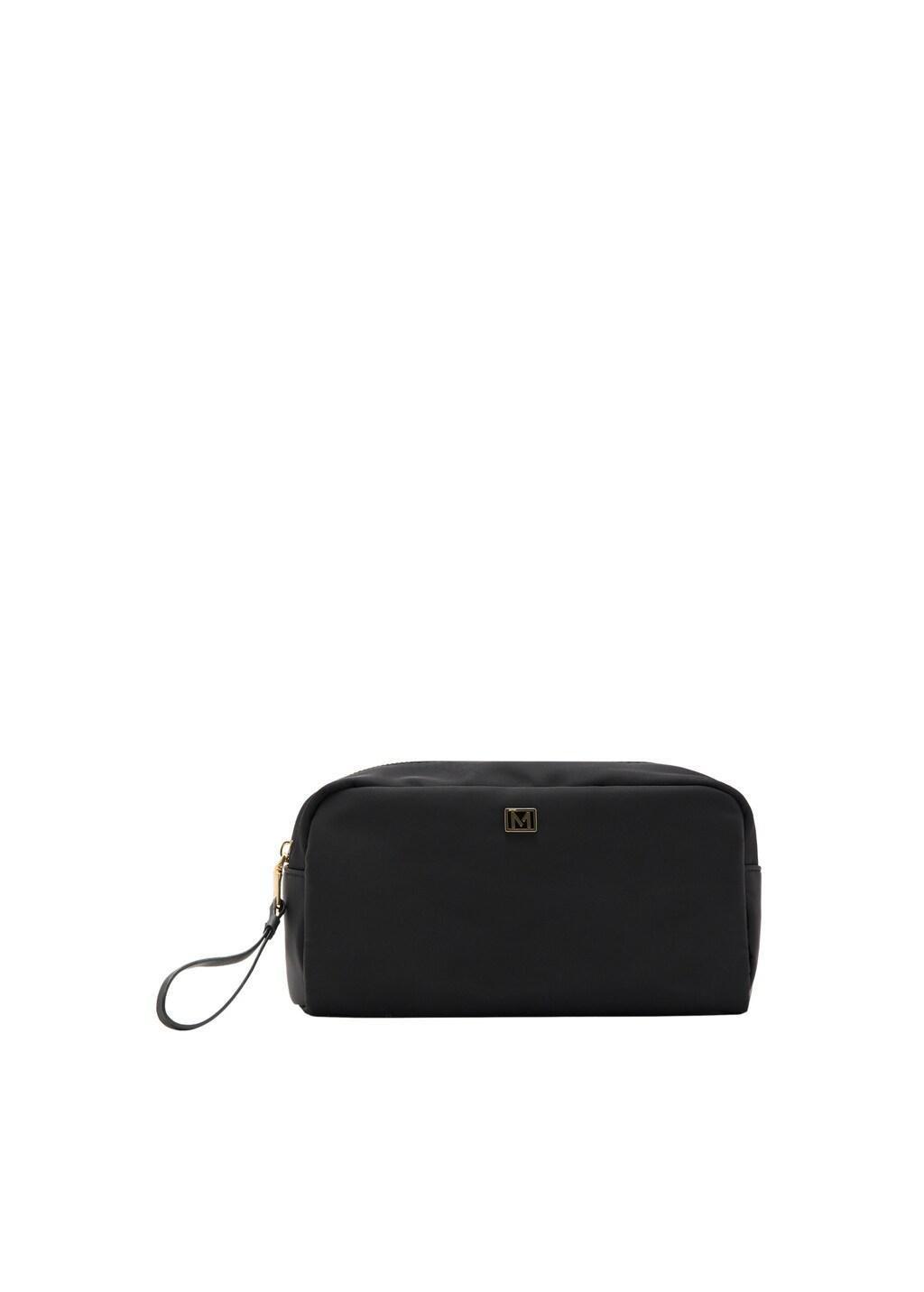Black Zipped Toiletry Bag With Logo, Black, large image number 2