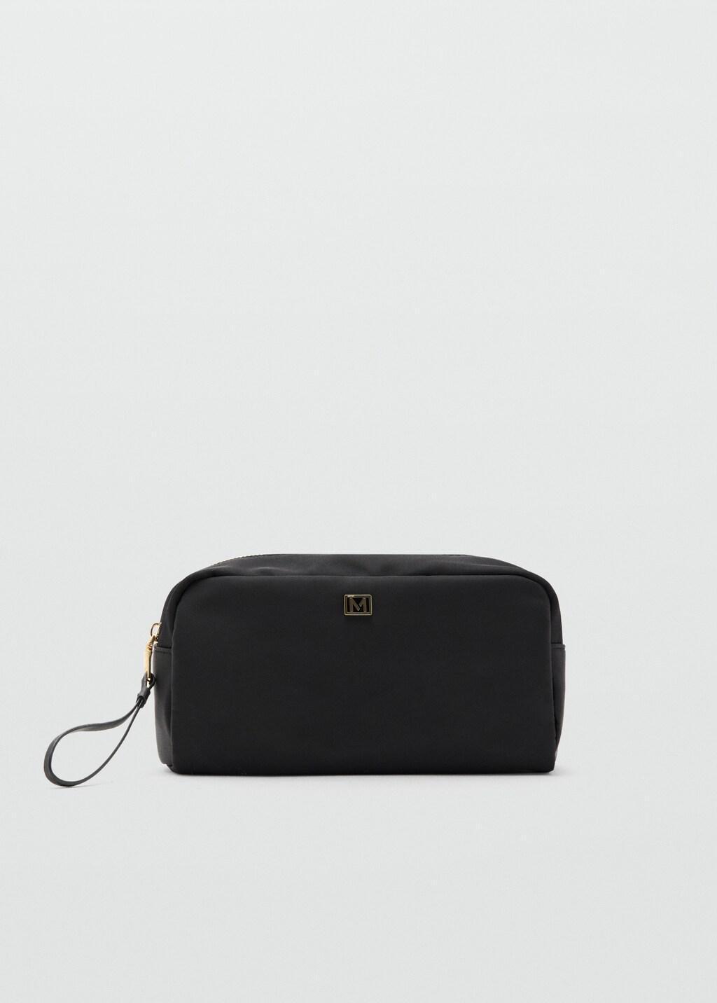 Black Zipped Toiletry Bag With Logo, Black, large image number 3