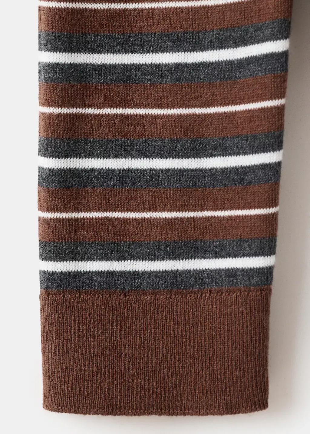 Brown Knit Striped Sweater, 0201_17, large image number 1