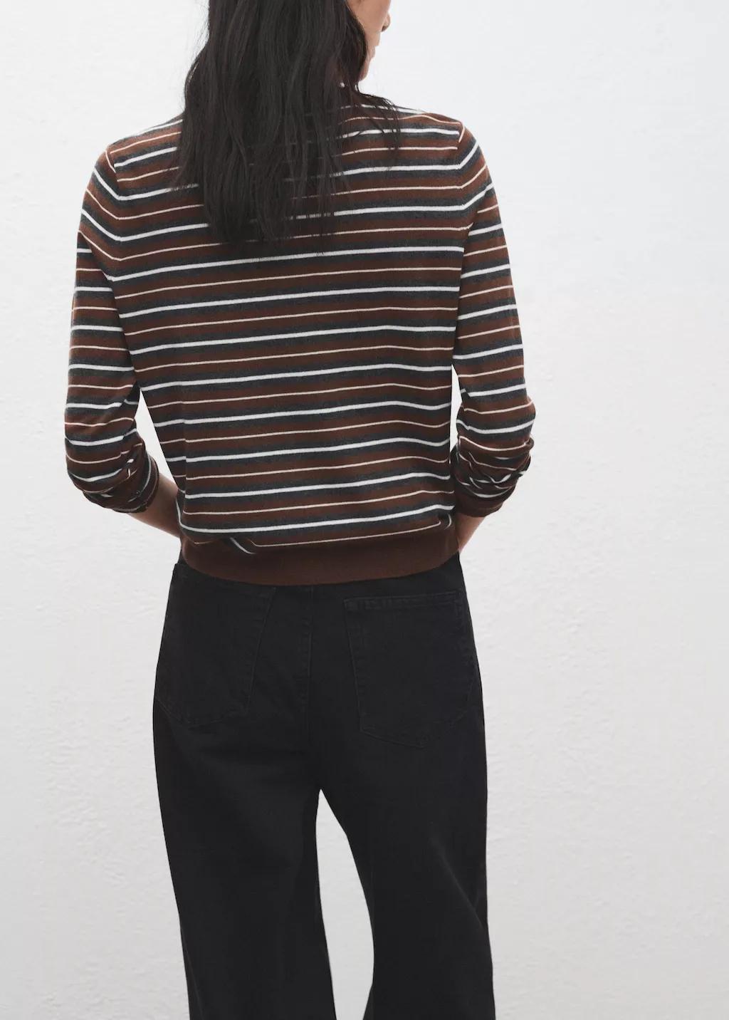 Brown Knit Striped Sweater, 0201_17, large image number 2