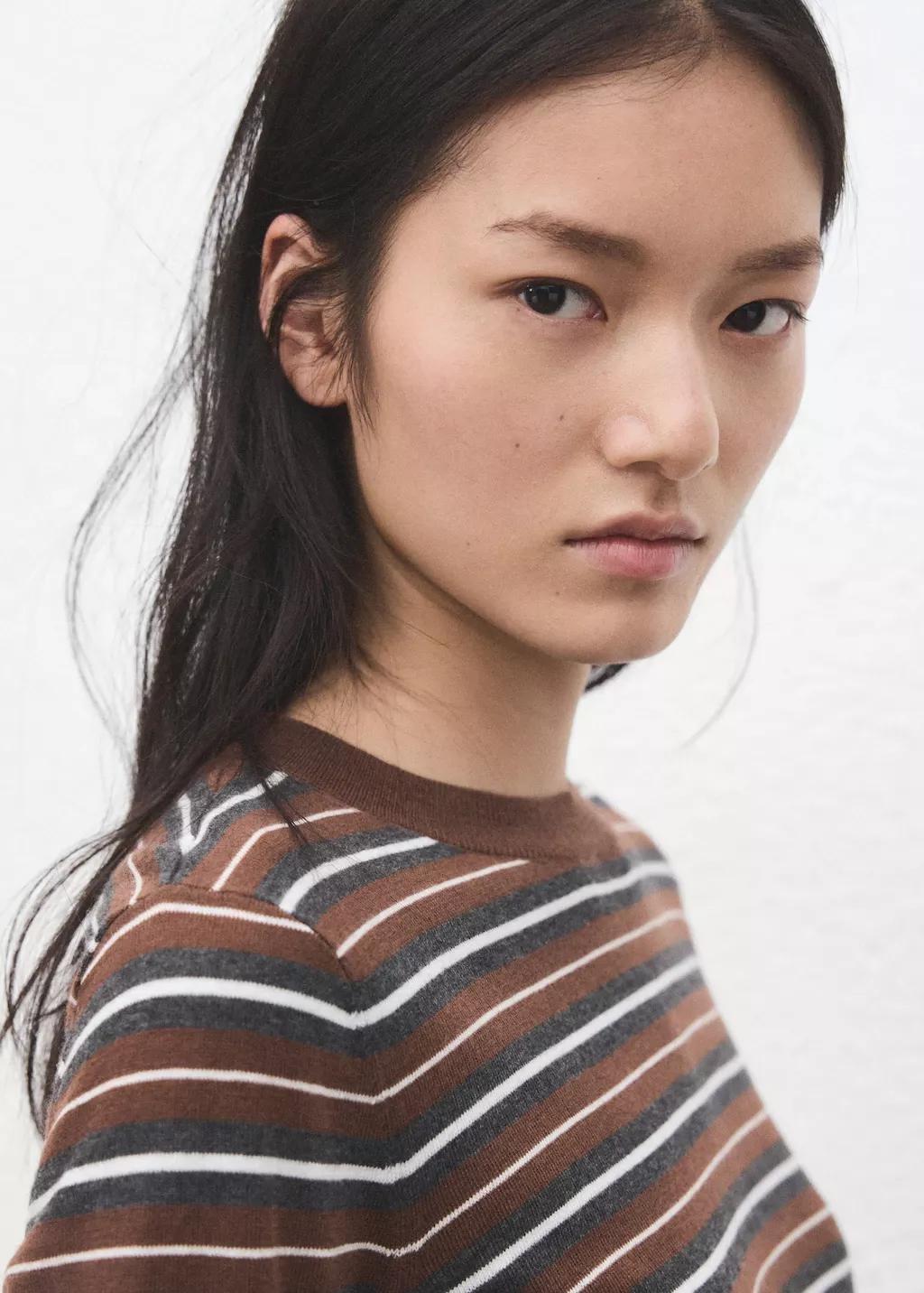 Brown Knit Striped Sweater, 0201_17, large image number 4