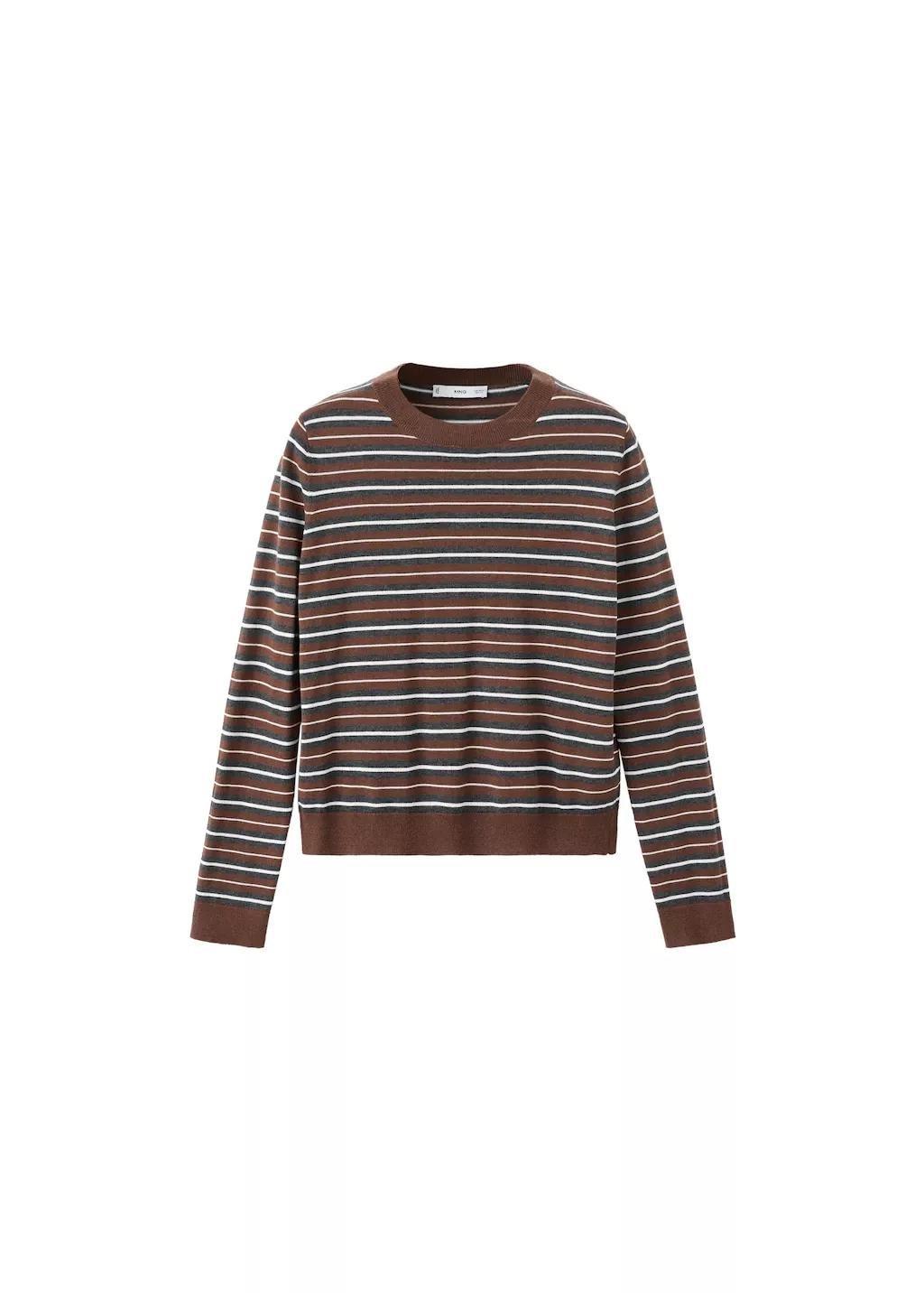 Brown Knit Striped Sweater, 0201_17, large image number 6