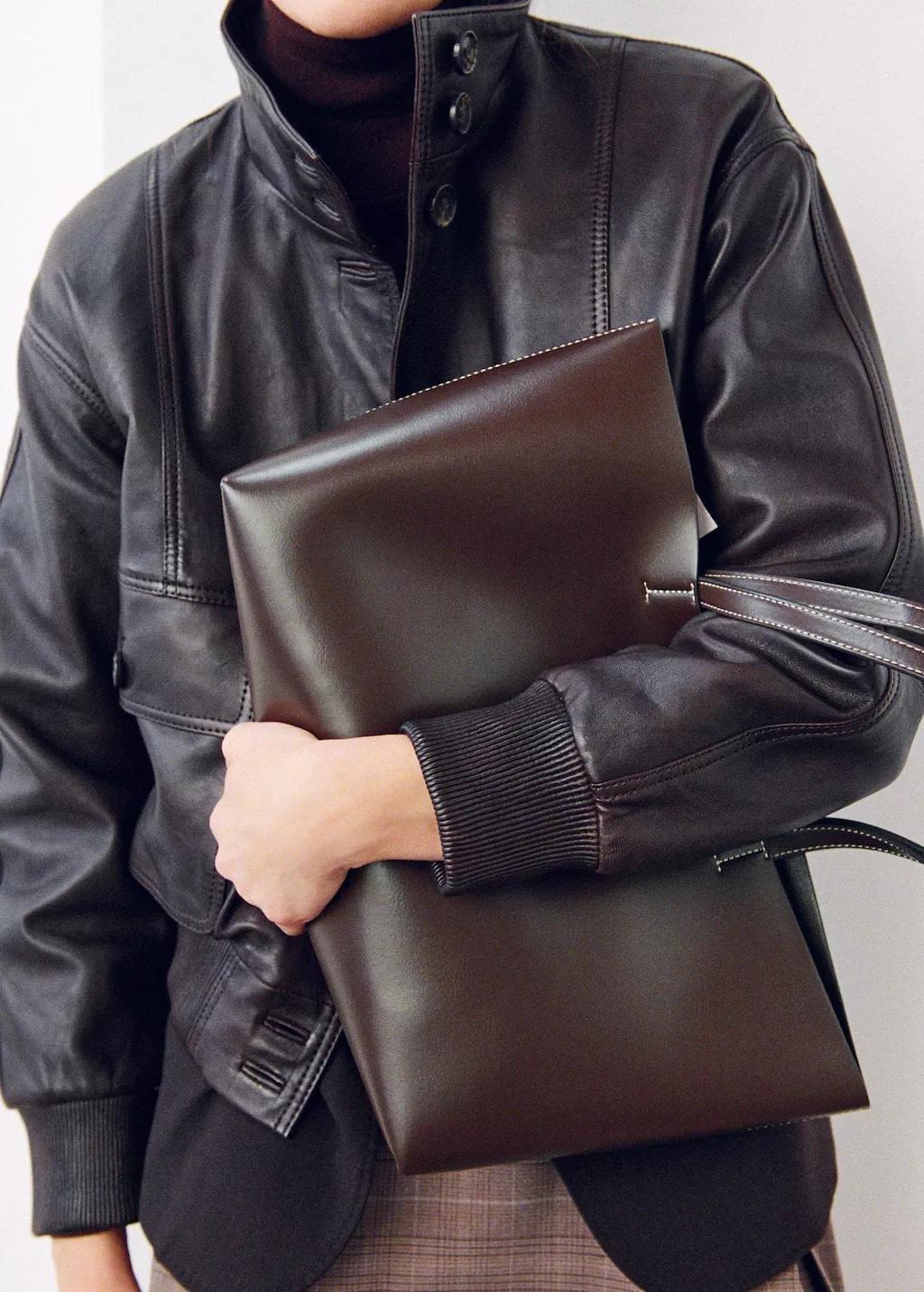 Brown Shopper Bag With Double Handle, Brown, large image number 0