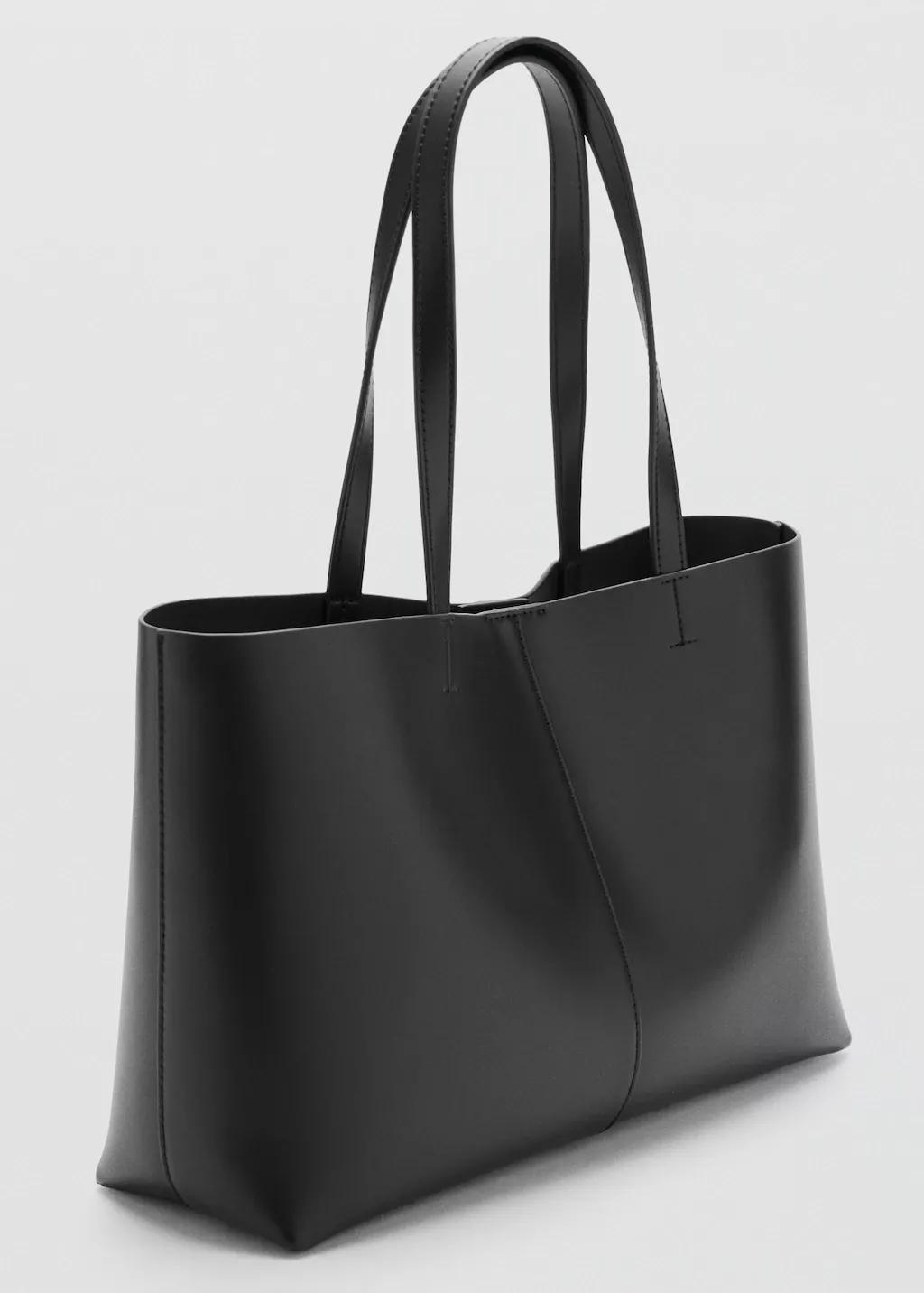 Black Shopper Bag With Double Handle, Black, large image number 2