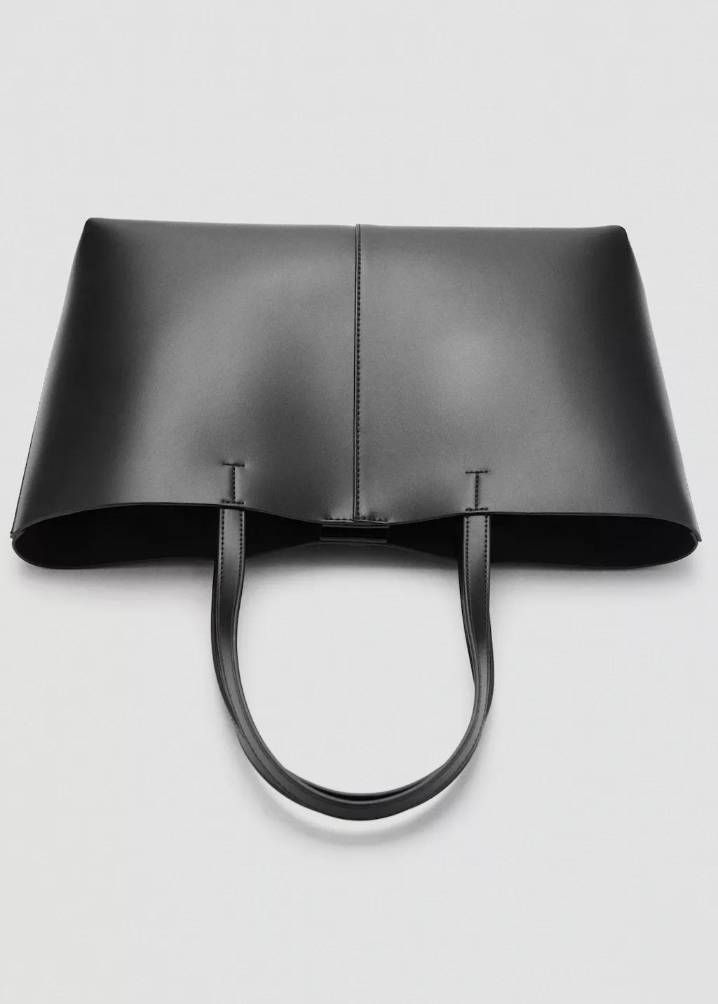 Black Shopper Bag With Double Handle, Black, large image number 3