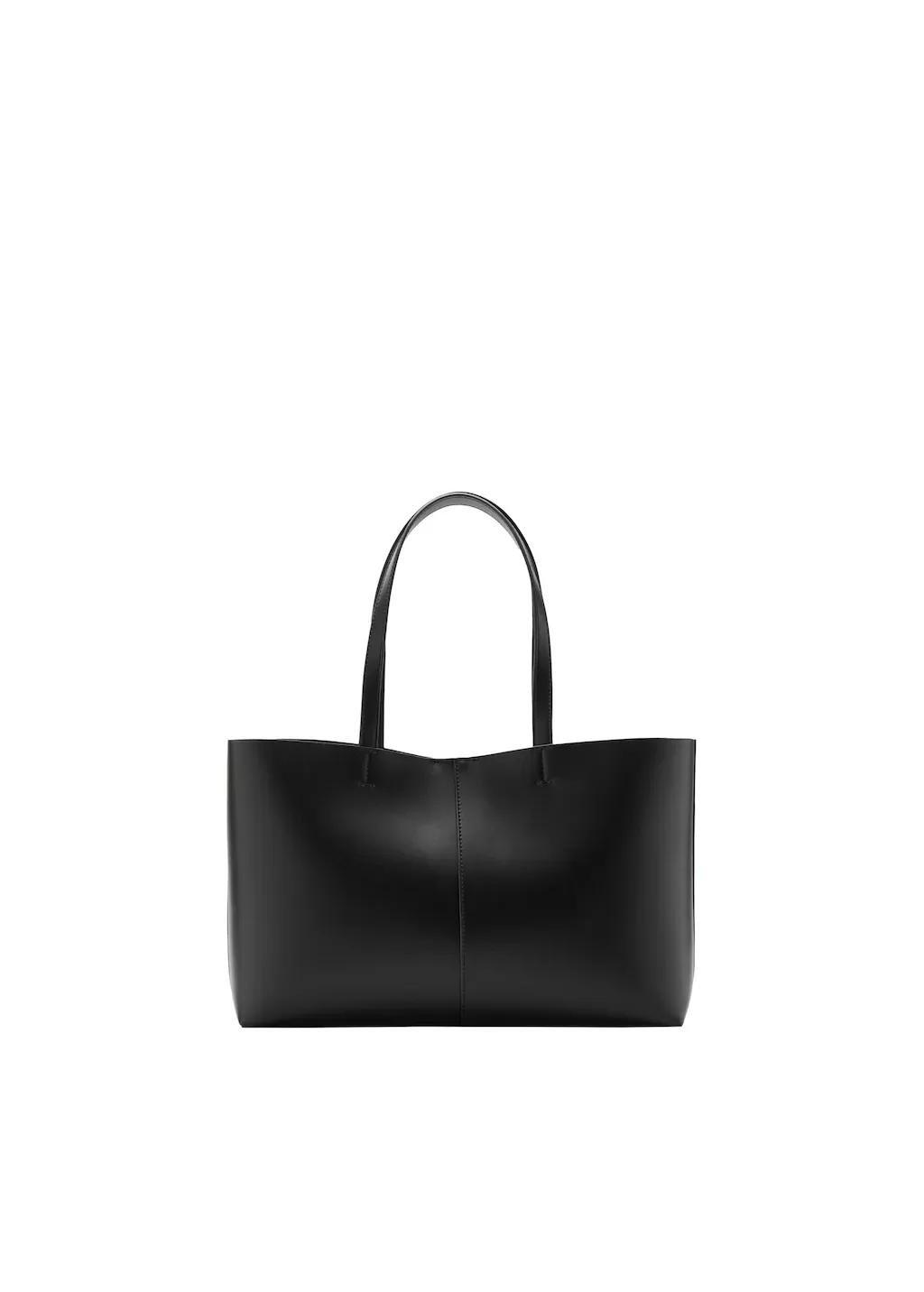 Black Shopper Bag With Double Handle, Black, large image number 4