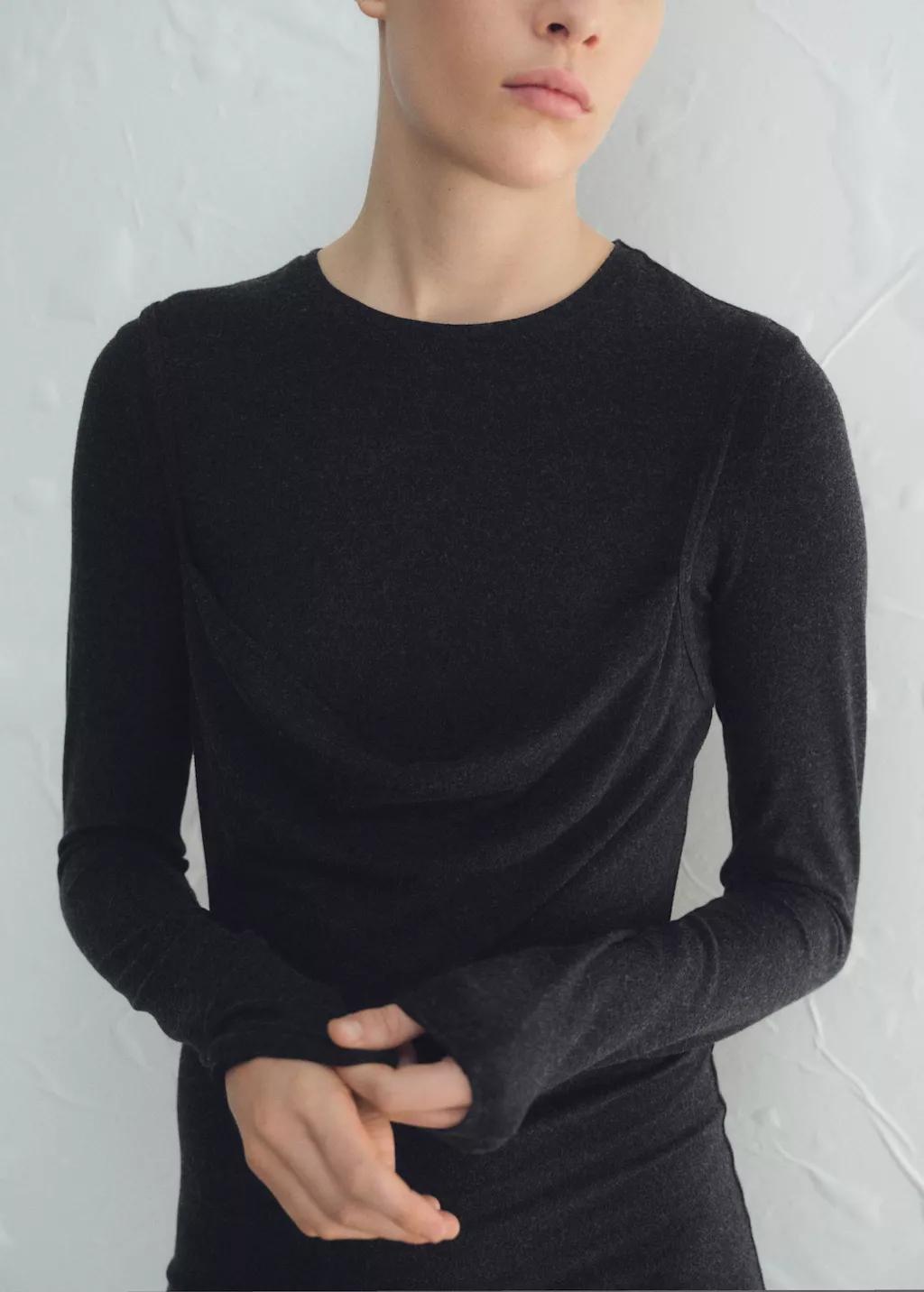 Grey Draped Combined Dress, Dark Grey, large image number 4