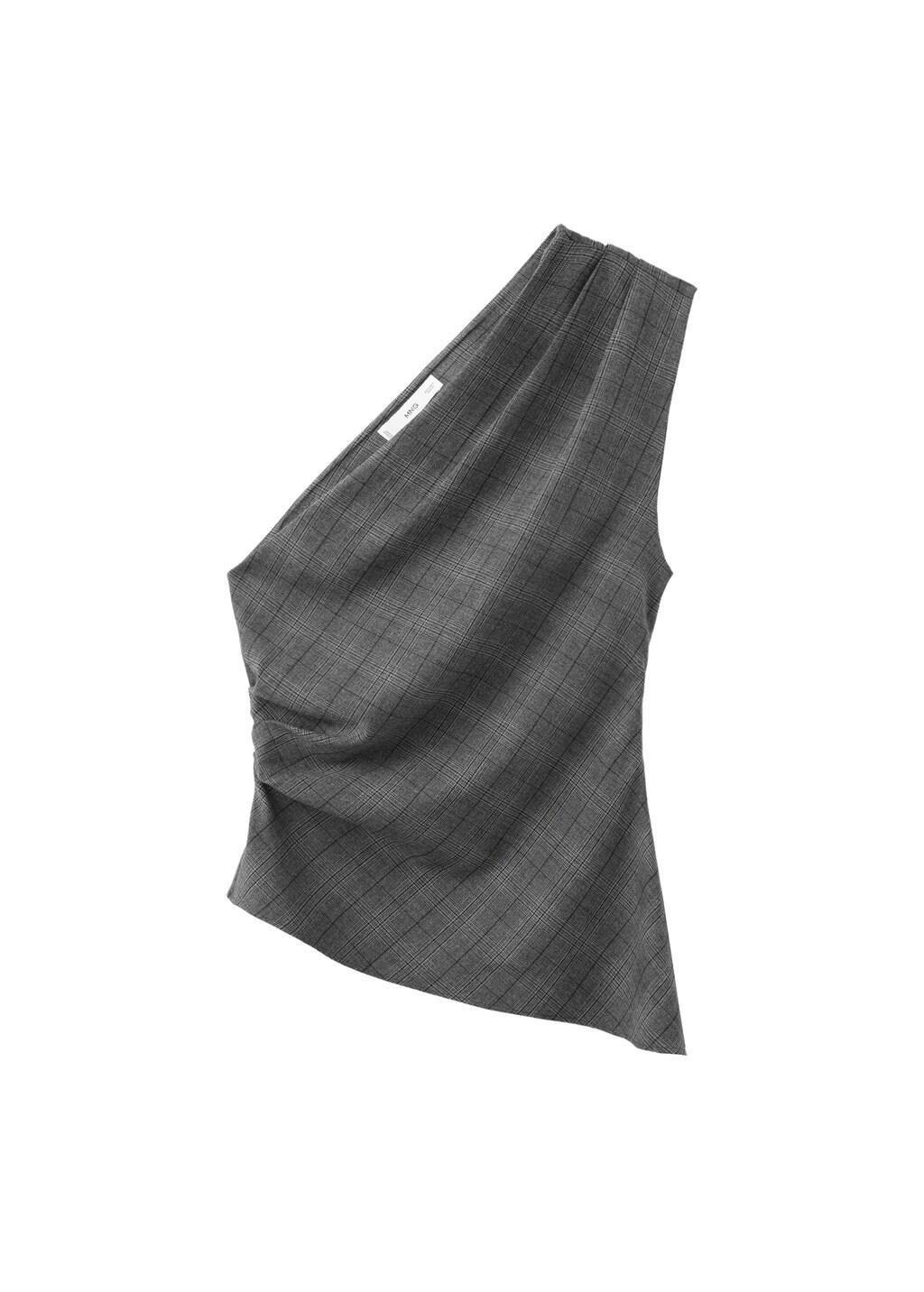 Grey Asymmetrical Check Top, Grey, large image number 5