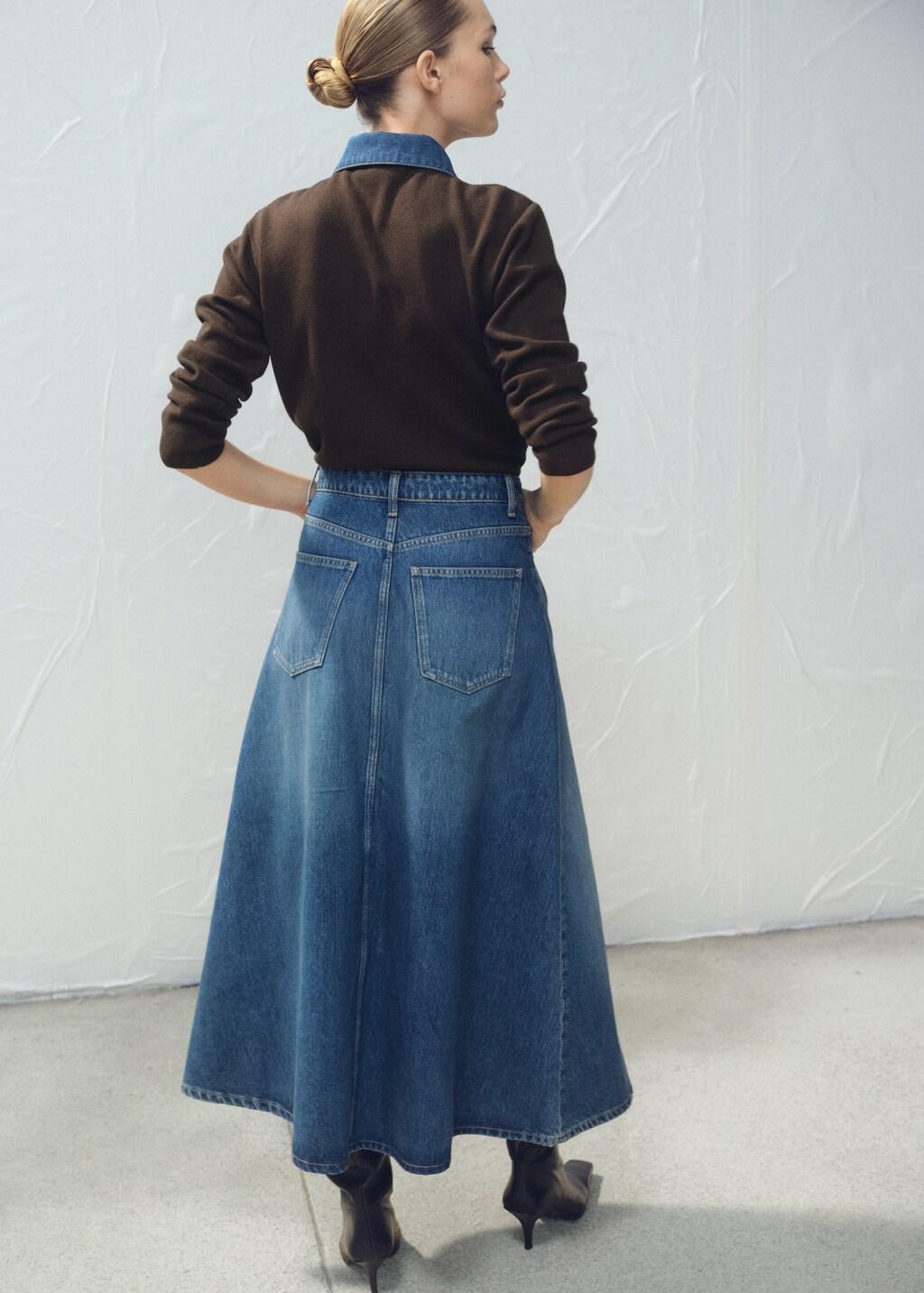 Blue Denim Midi-Skirt, Open Blue, large image number 2