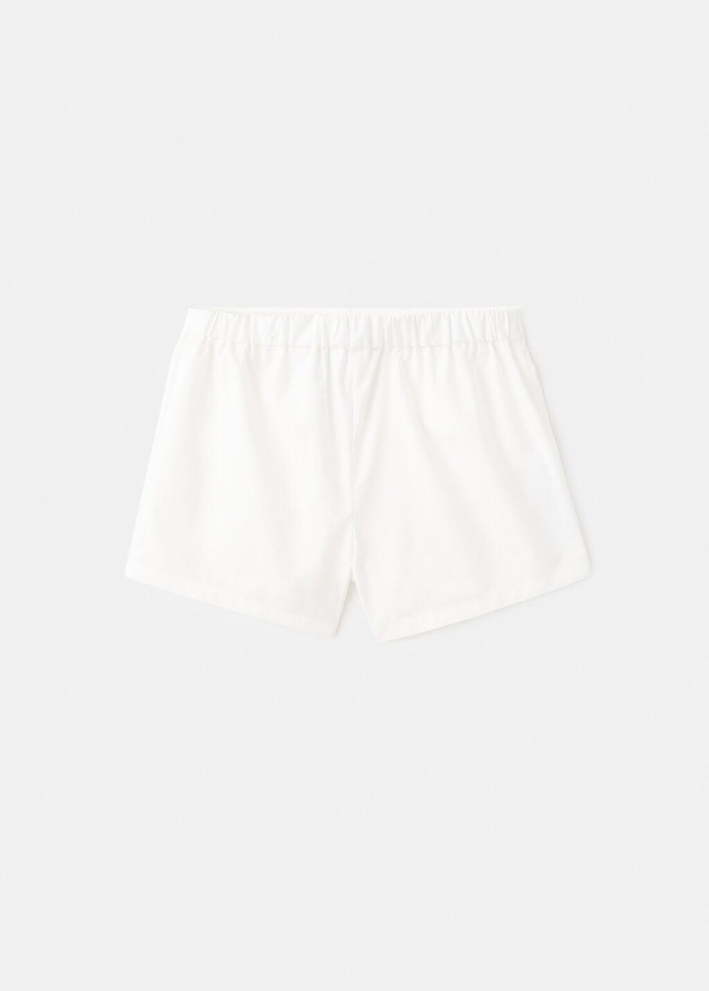 White Plain Cotton Shorts, Kids Girls, White, large image number 2