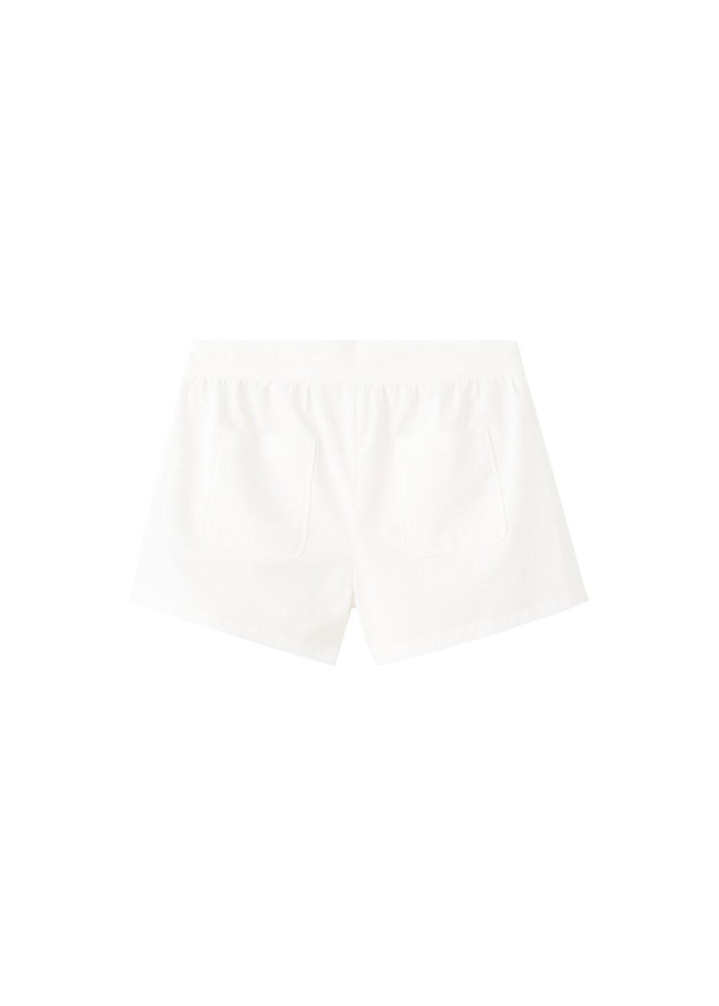 White Plain Cotton Shorts, Kids Girls, White, large image number 4