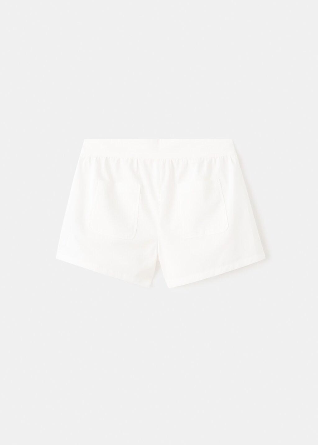 White Plain Cotton Shorts, Kids Girls, White, large image number 5