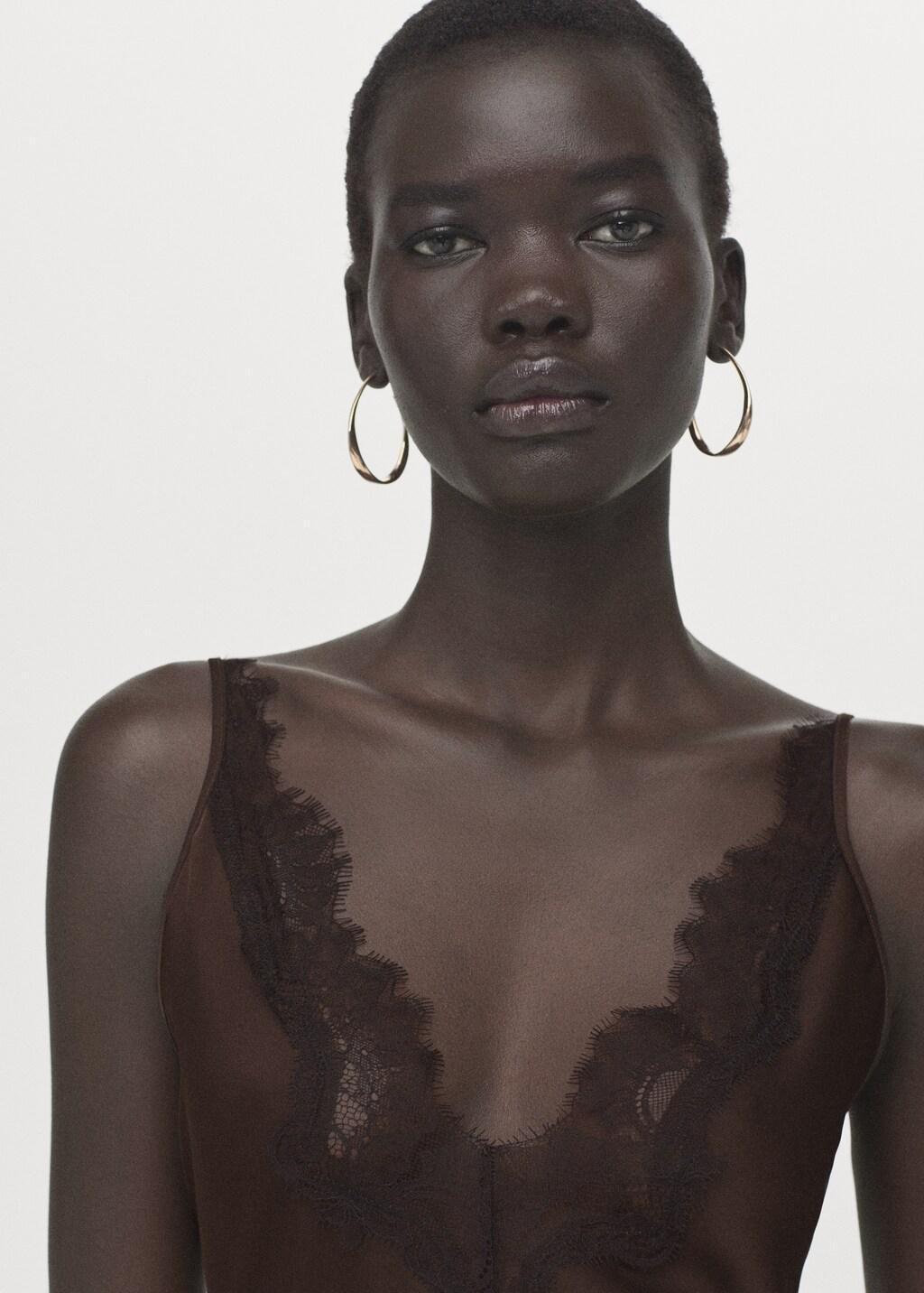 Brown Satin Camisole Dress, 0201_30, large image number 4