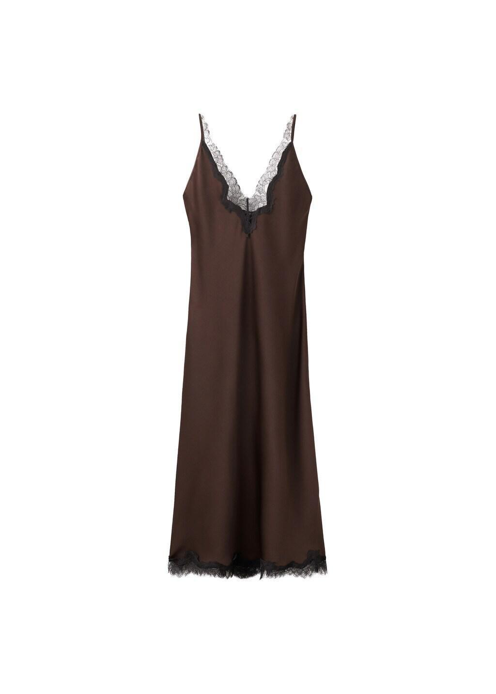 Brown Satin Camisole Dress, 0201_30, large image number 6