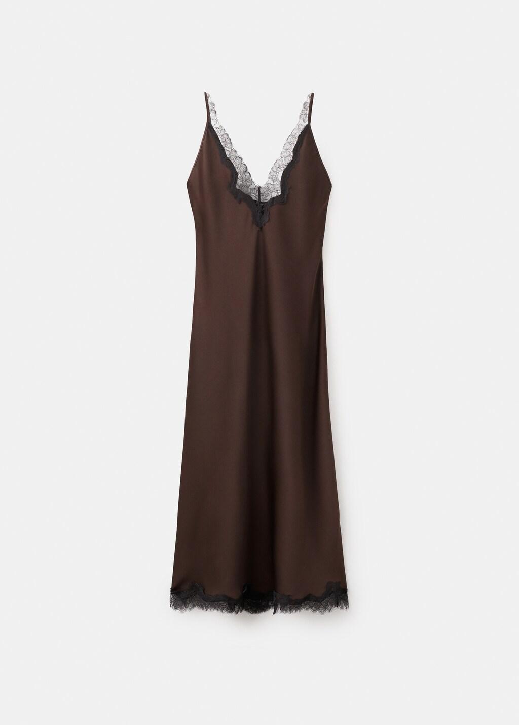 Brown Satin Camisole Dress, 0201_30, large image number 7