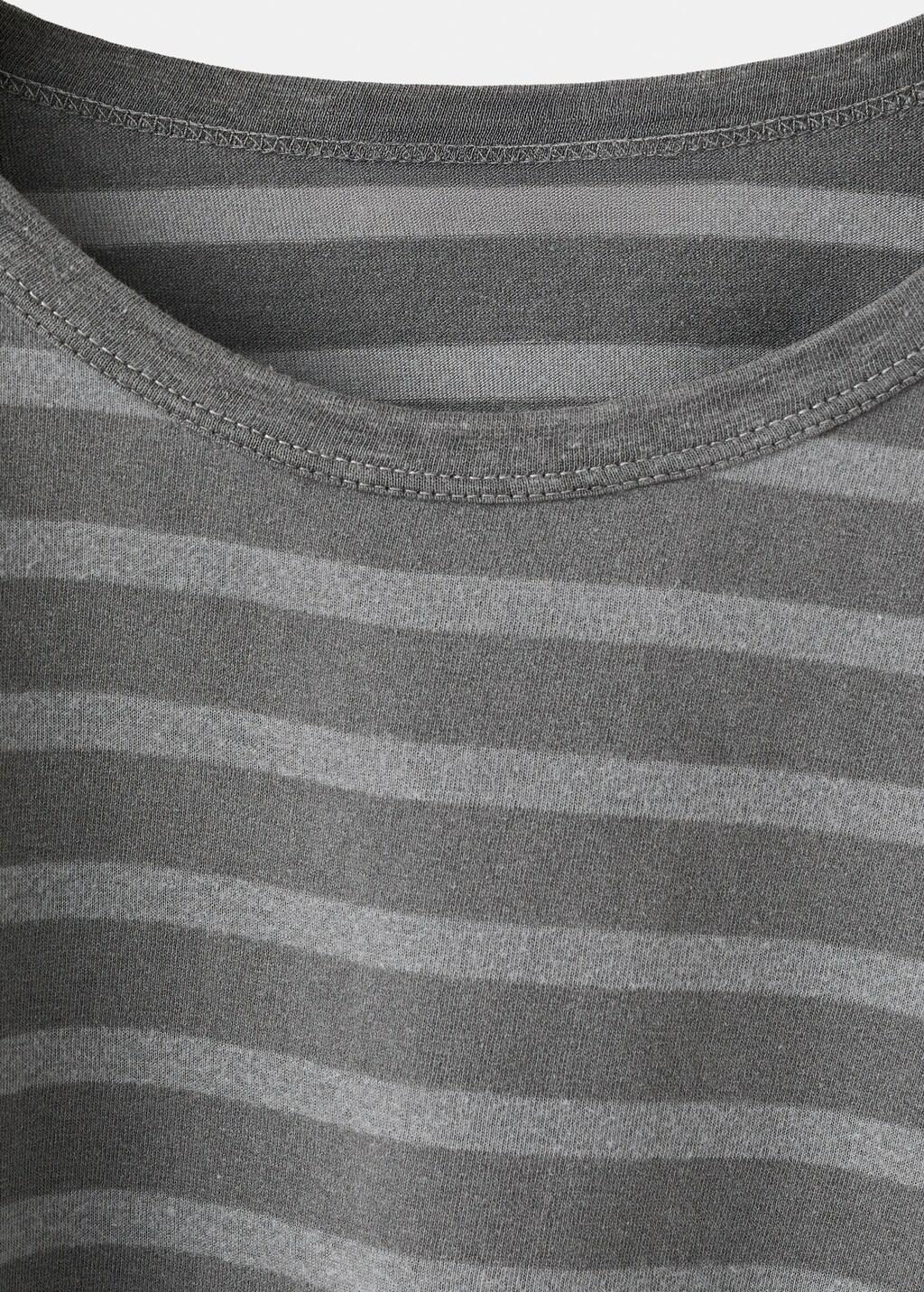 Grey Striped Oversized T-Shirt, Kids Girls, Charcoal, large image number 1