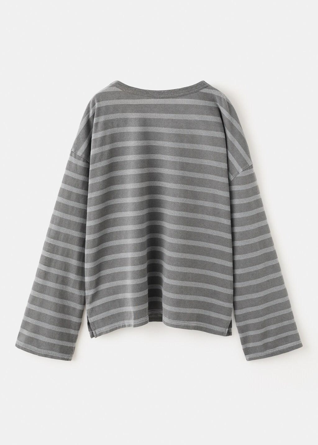 Grey Striped Oversized T-Shirt, Kids Girls, Charcoal, large image number 2