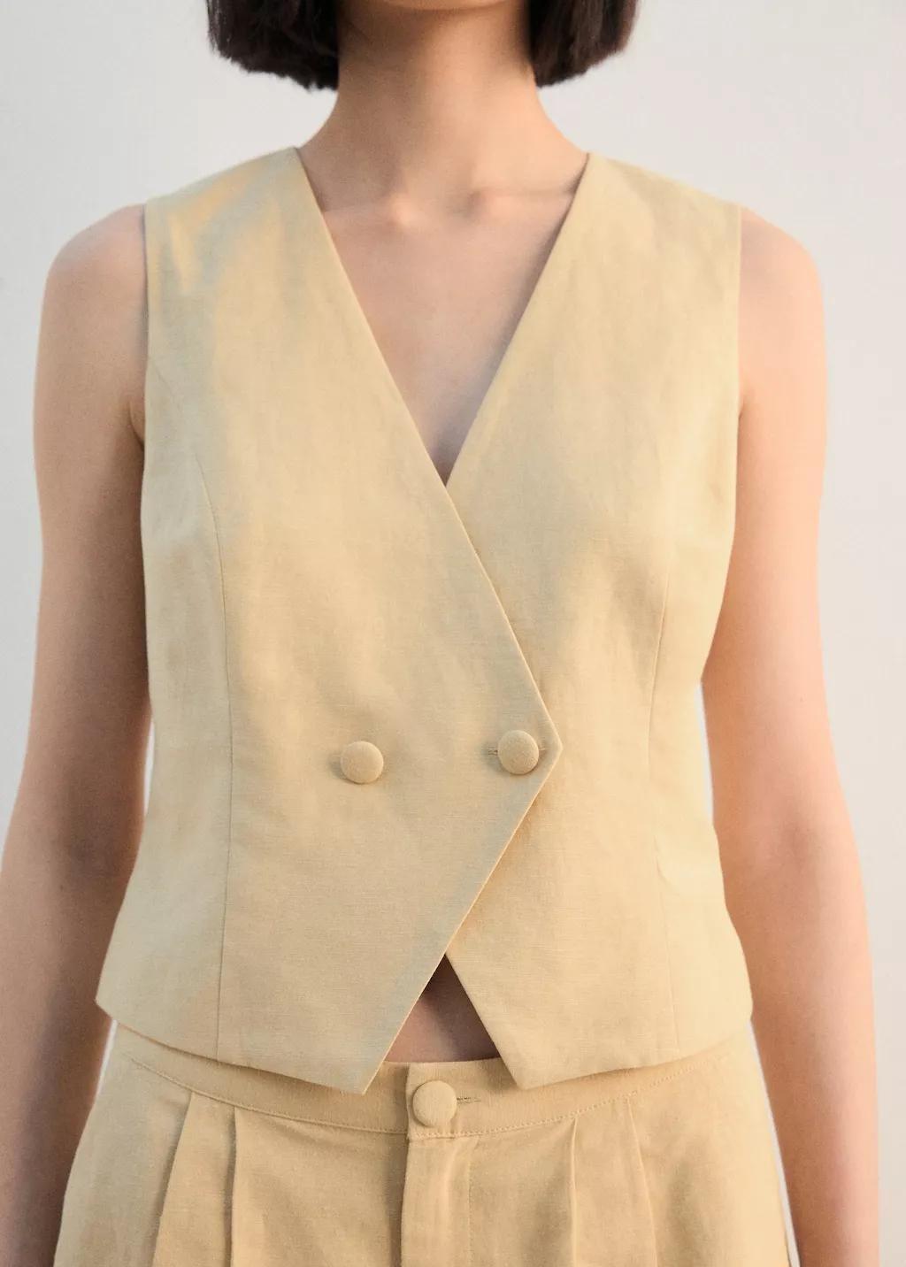 Yellow Fitted Suit Top, 0201_15, large image number 3