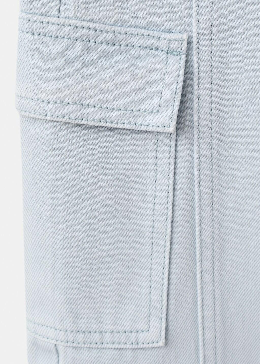 Blue Cargo Denim With Stitching, Kids Girls, Light-Pastel Blue, large image number 1