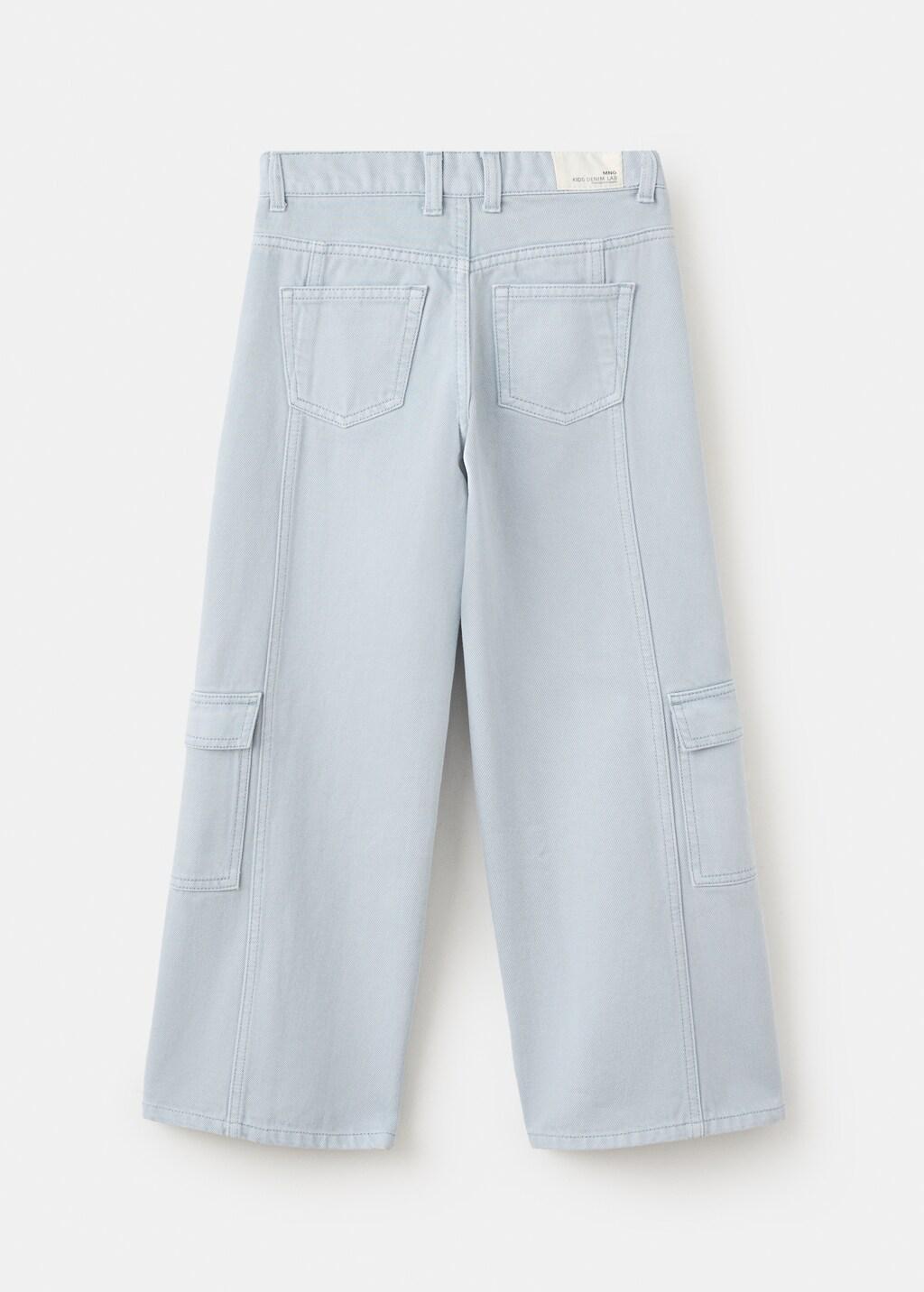 Blue Cargo Denim With Stitching, Kids Girls, Light-Pastel Blue, large image number 2