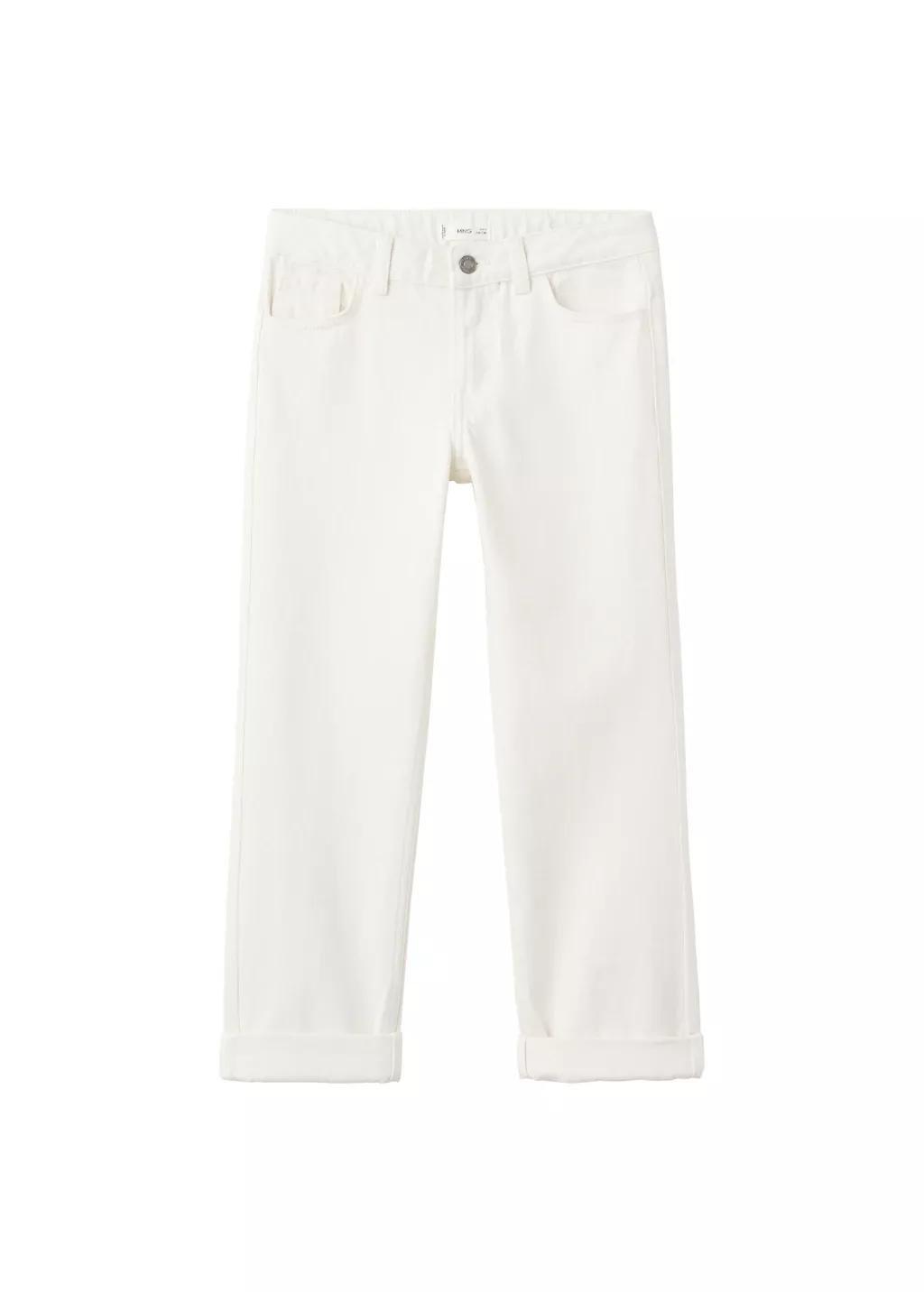 White Mid-Rise Straight Jeans, Kids Boy, White, large image number 6